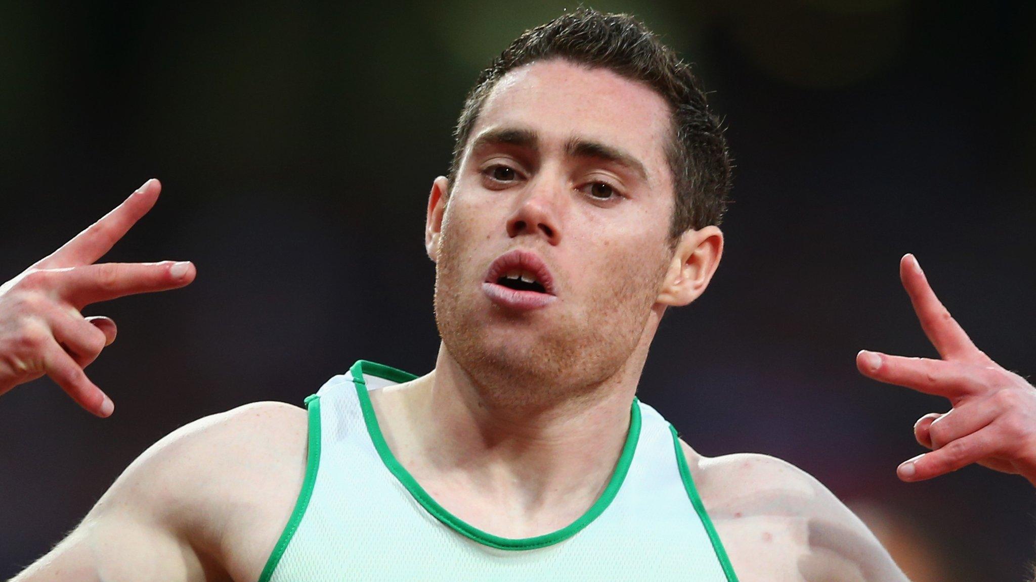 Jason Smyth celebrates after his T13 100m win at the London Paralympics