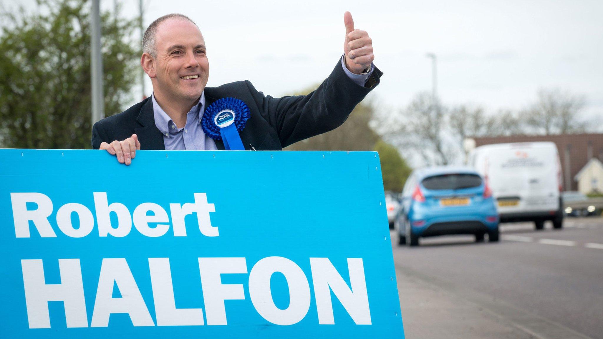 Robert campaigning at the side of the road