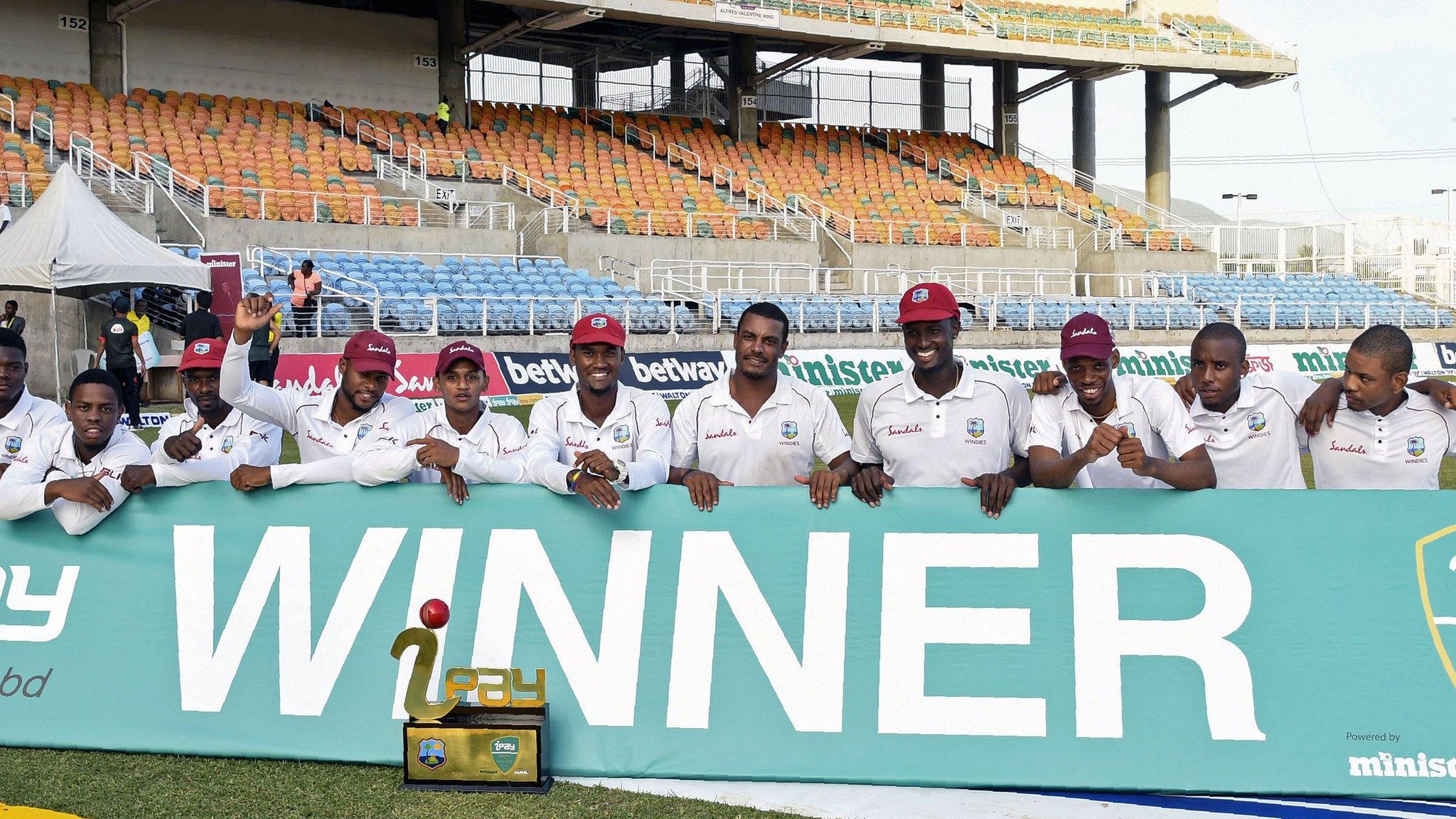 West Indies with the Test series trophy