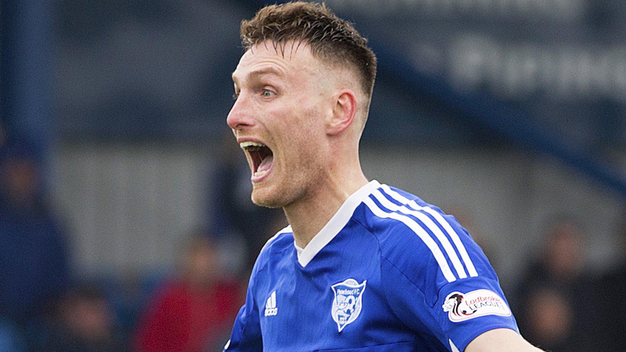 Rory McAllister celebrates scoring for Peterhead