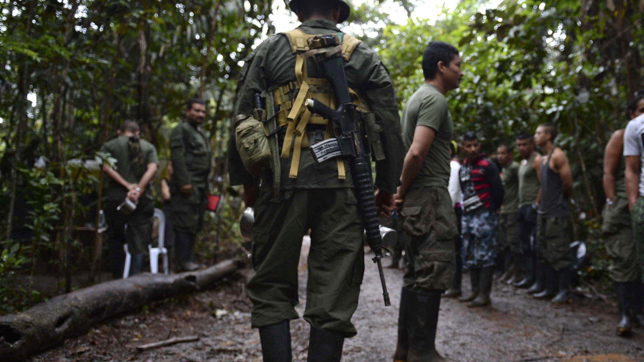 Farc guerrillas at a rebel camp in El Diamante, Caqueta department, Colombia on September 25, 2016