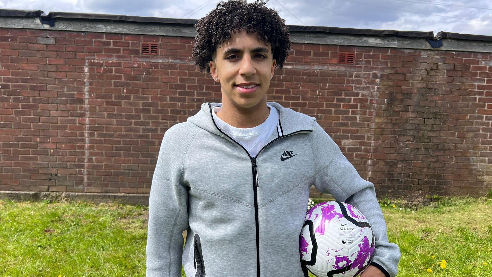 Rico Lewis near his dad's gym in Whitefield, north Manchester