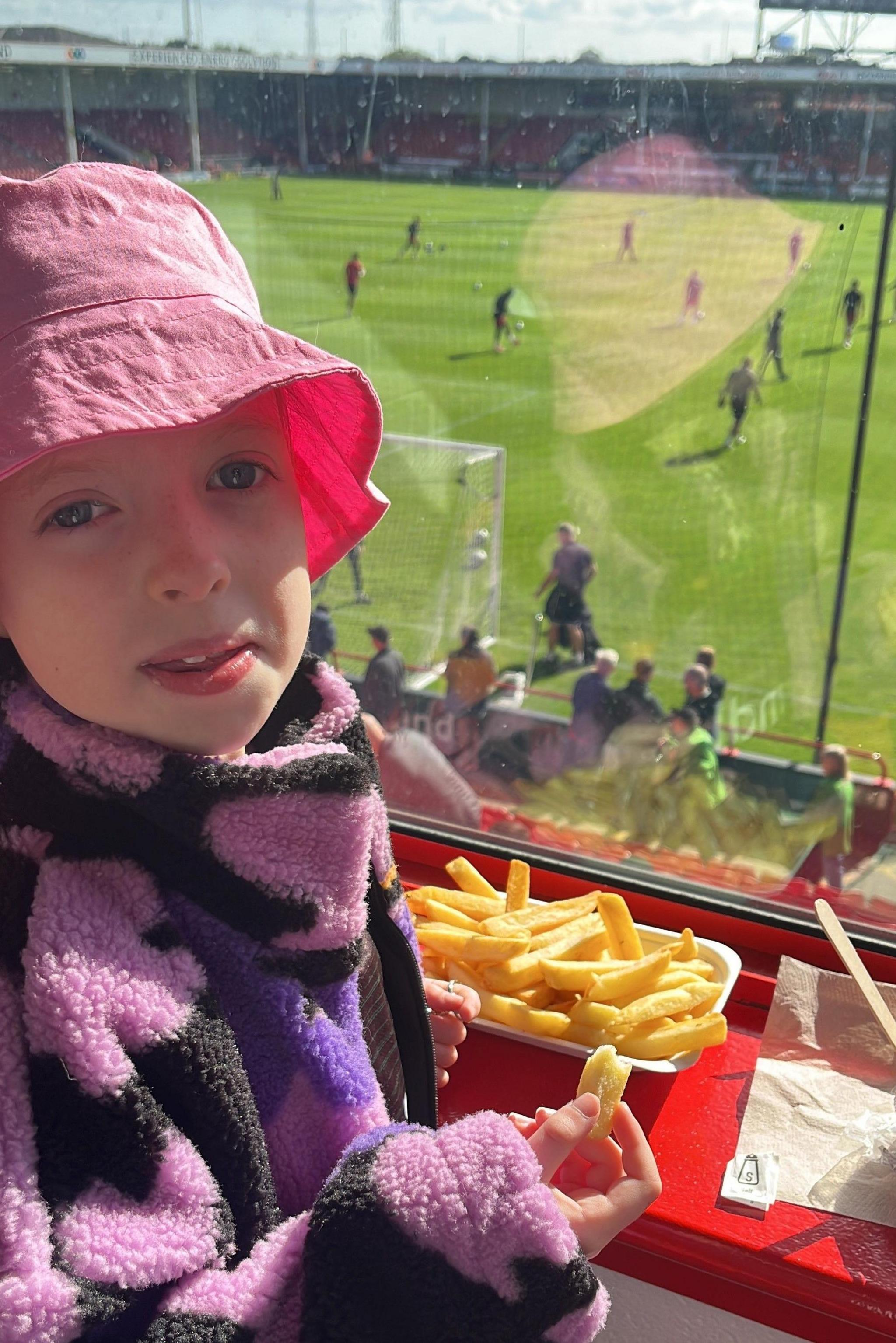 Verity Sheldon at a football match