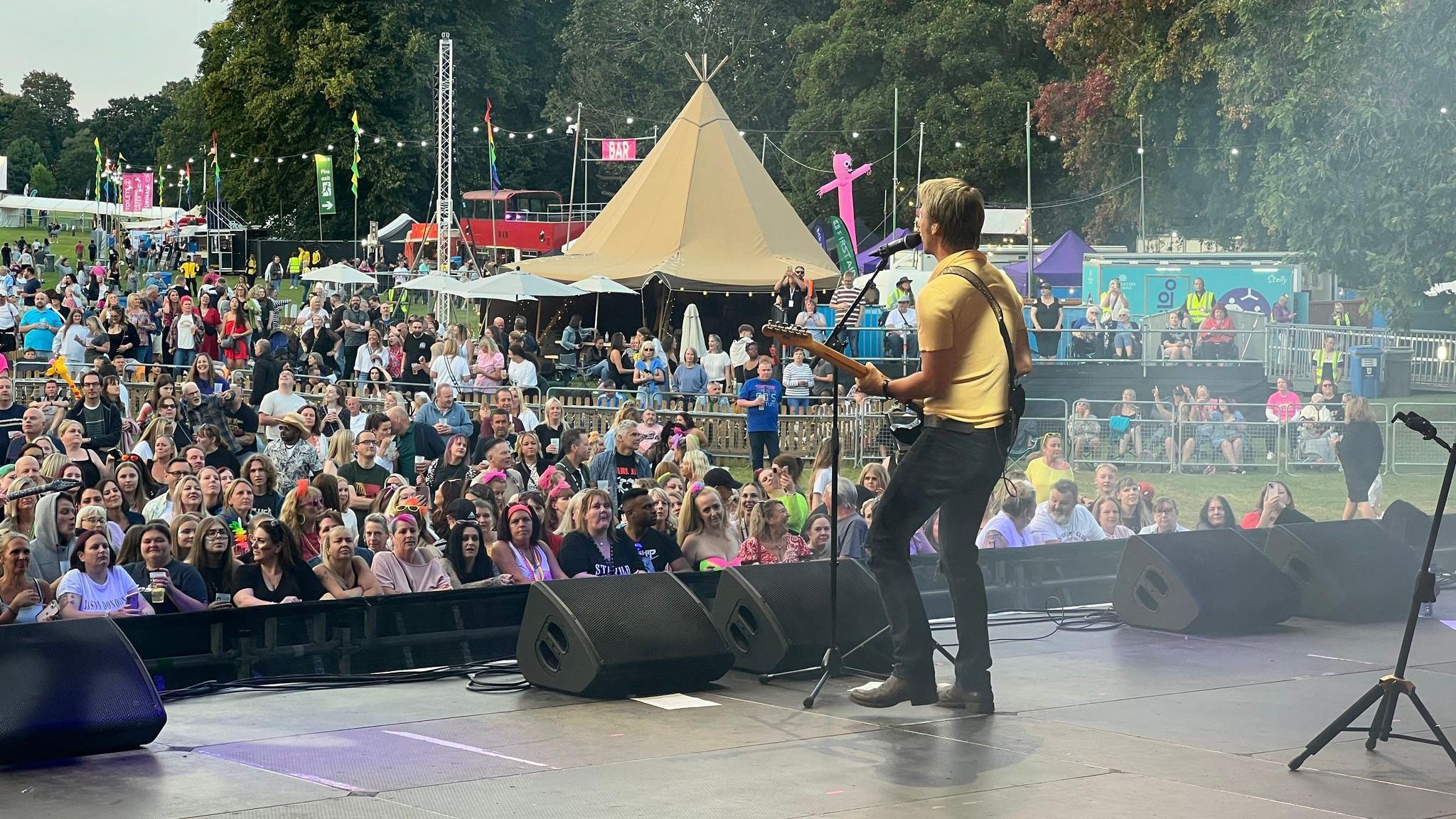 A picture taken from the back of the stage where Chesney Hawkes was playing 