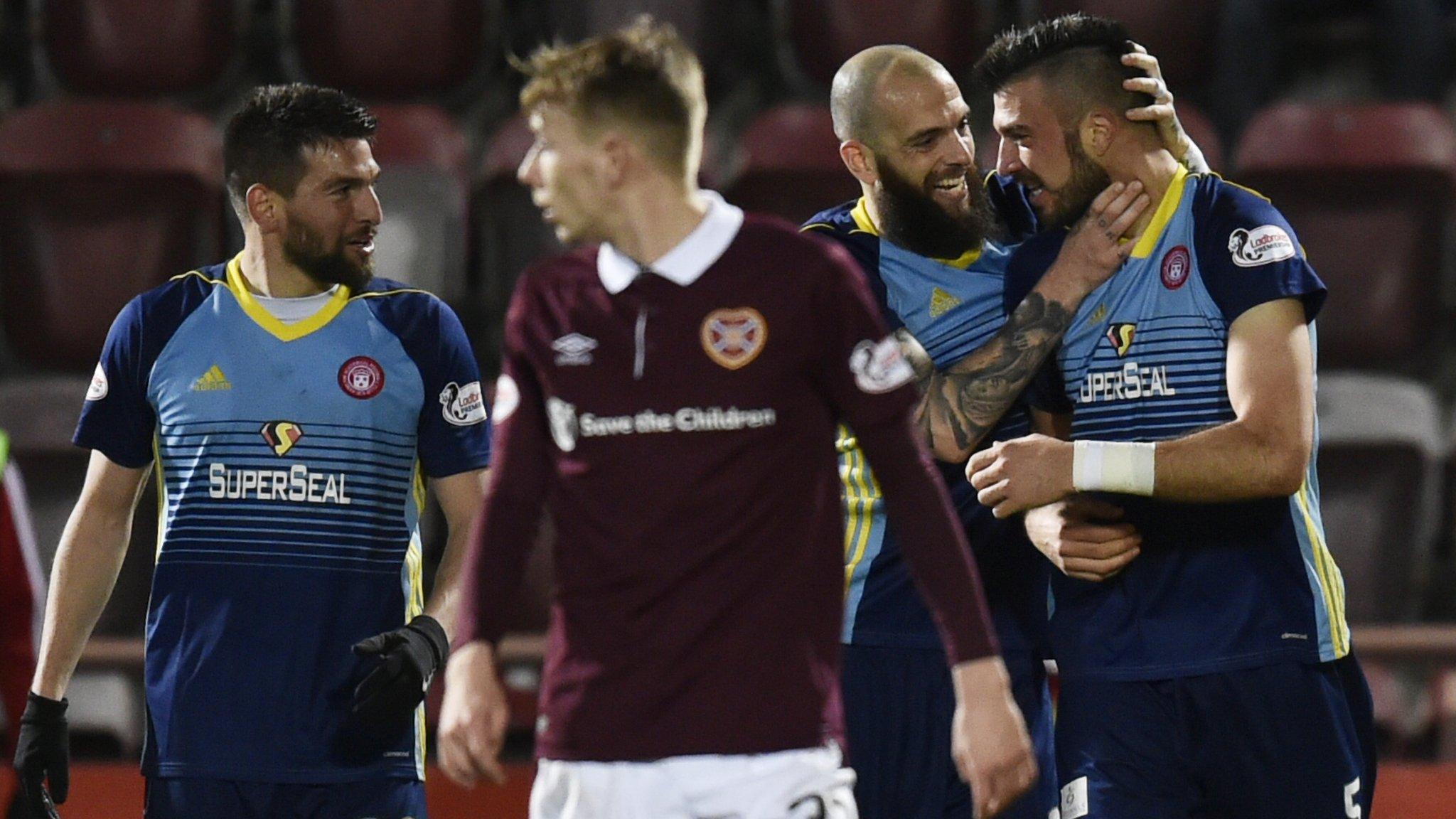 Hamilton players celebrate with Xavier Tomas