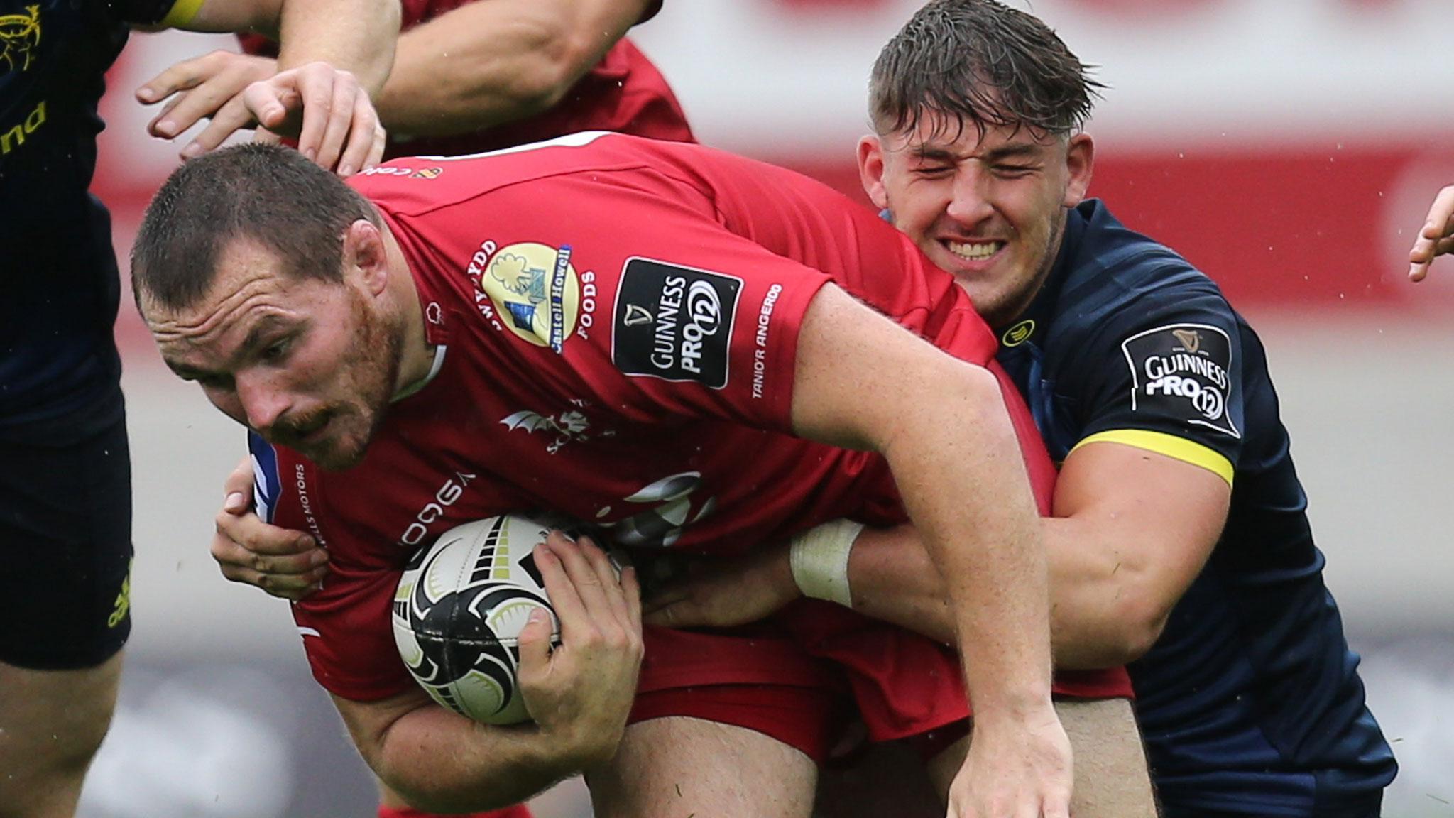 Ken Owens in action for Scarlets against Munster