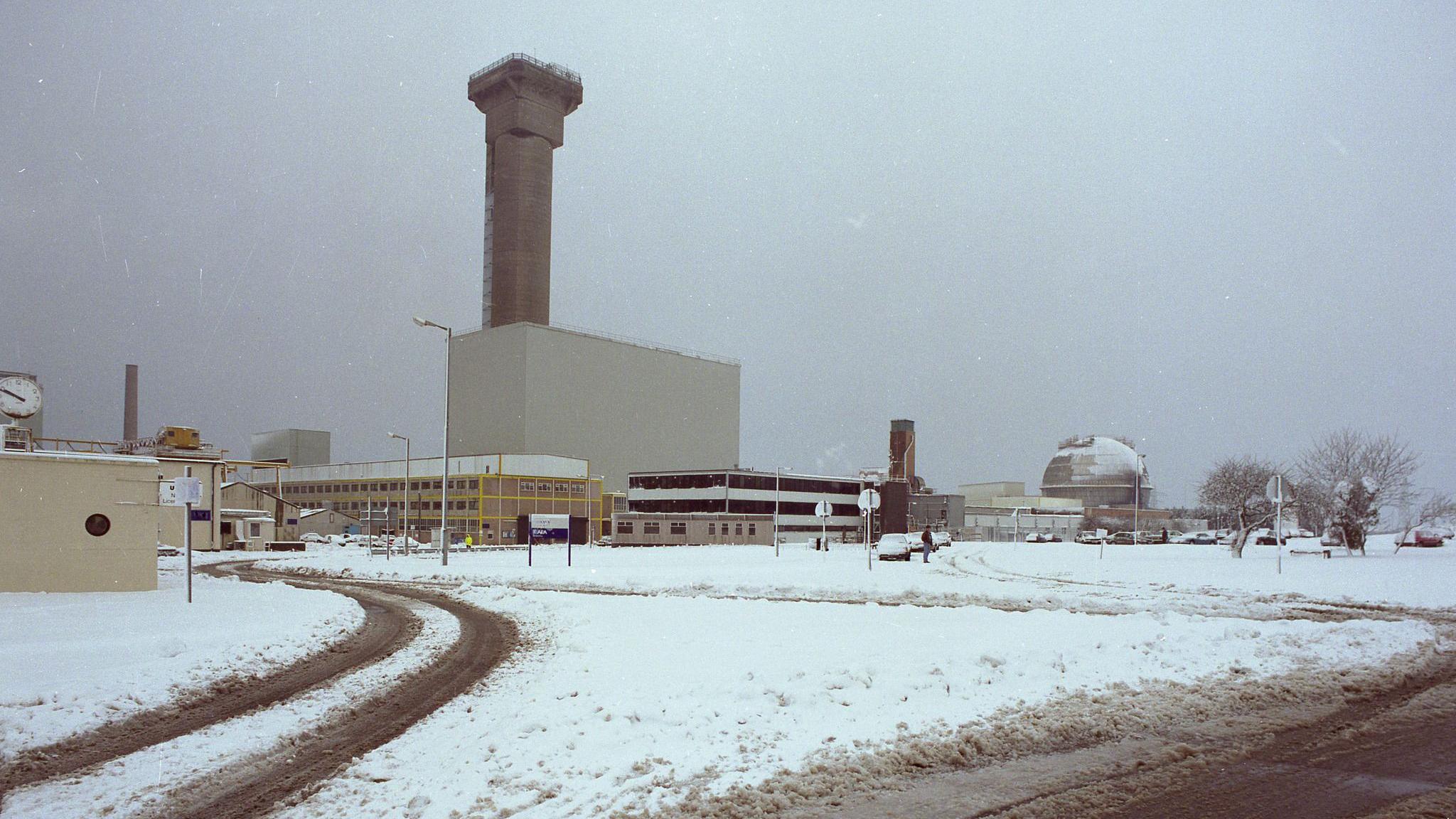 The Sellafield site covered in snow in February 1996