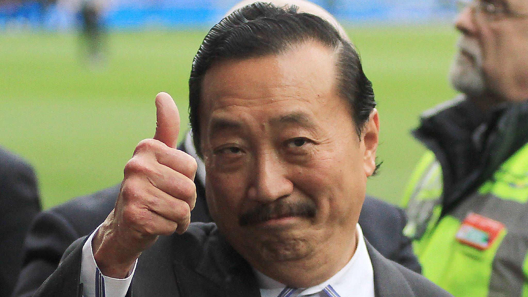 Cardiff City owner Vincent Tan gives a thumbs up ahead of one of the Bluebirds games