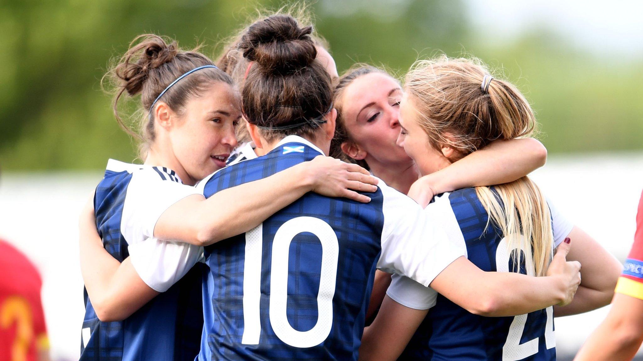 Scotland players celebrate against Romania