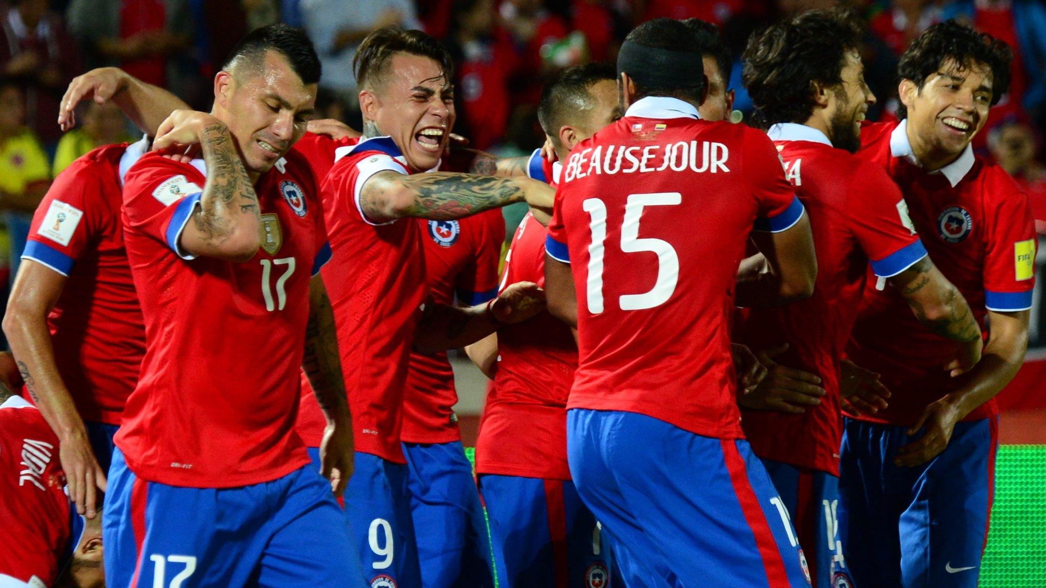 Chile players celebrating