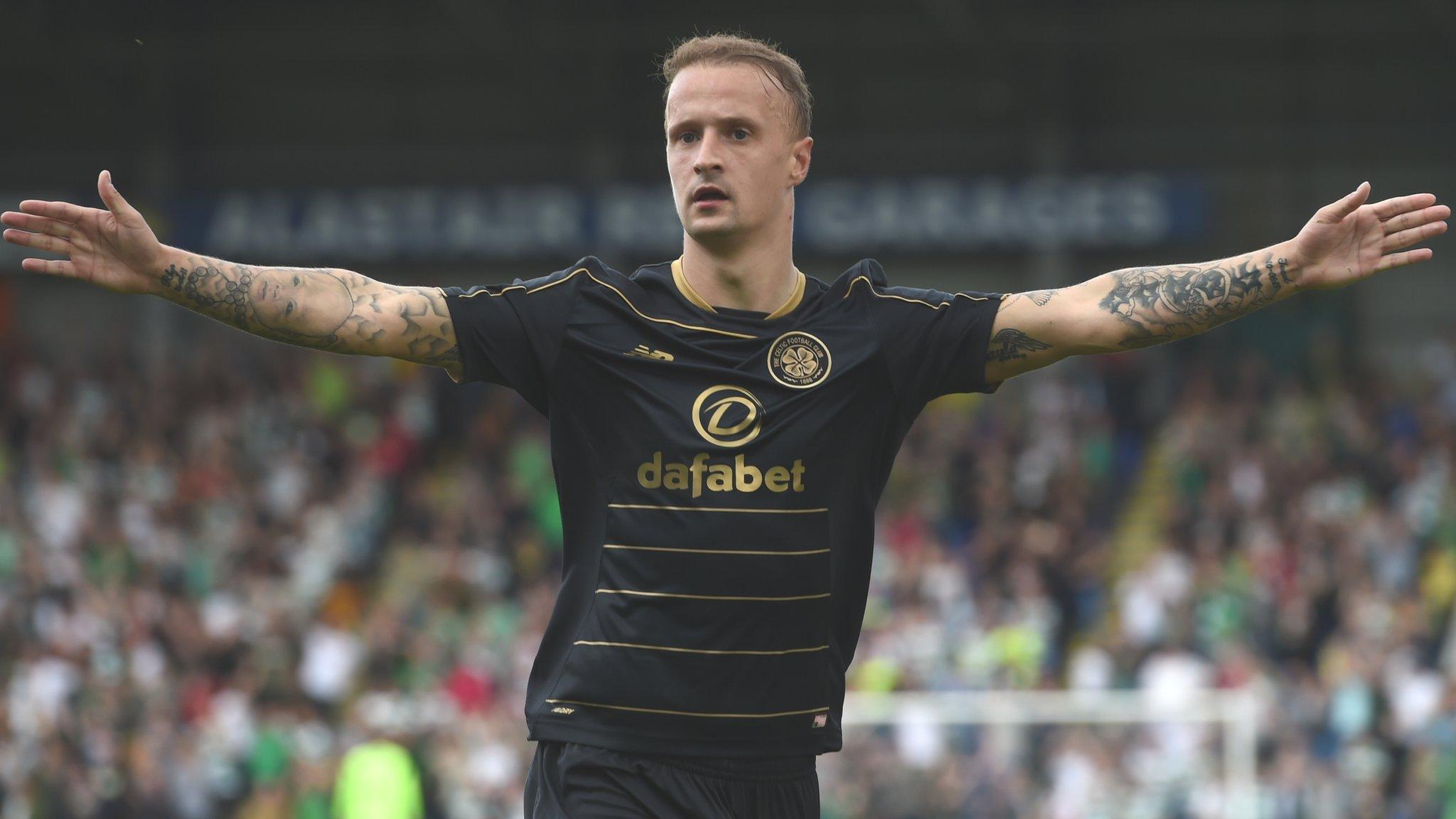 Leigh Griffiths celebrates scoring the opening goal for Celtic