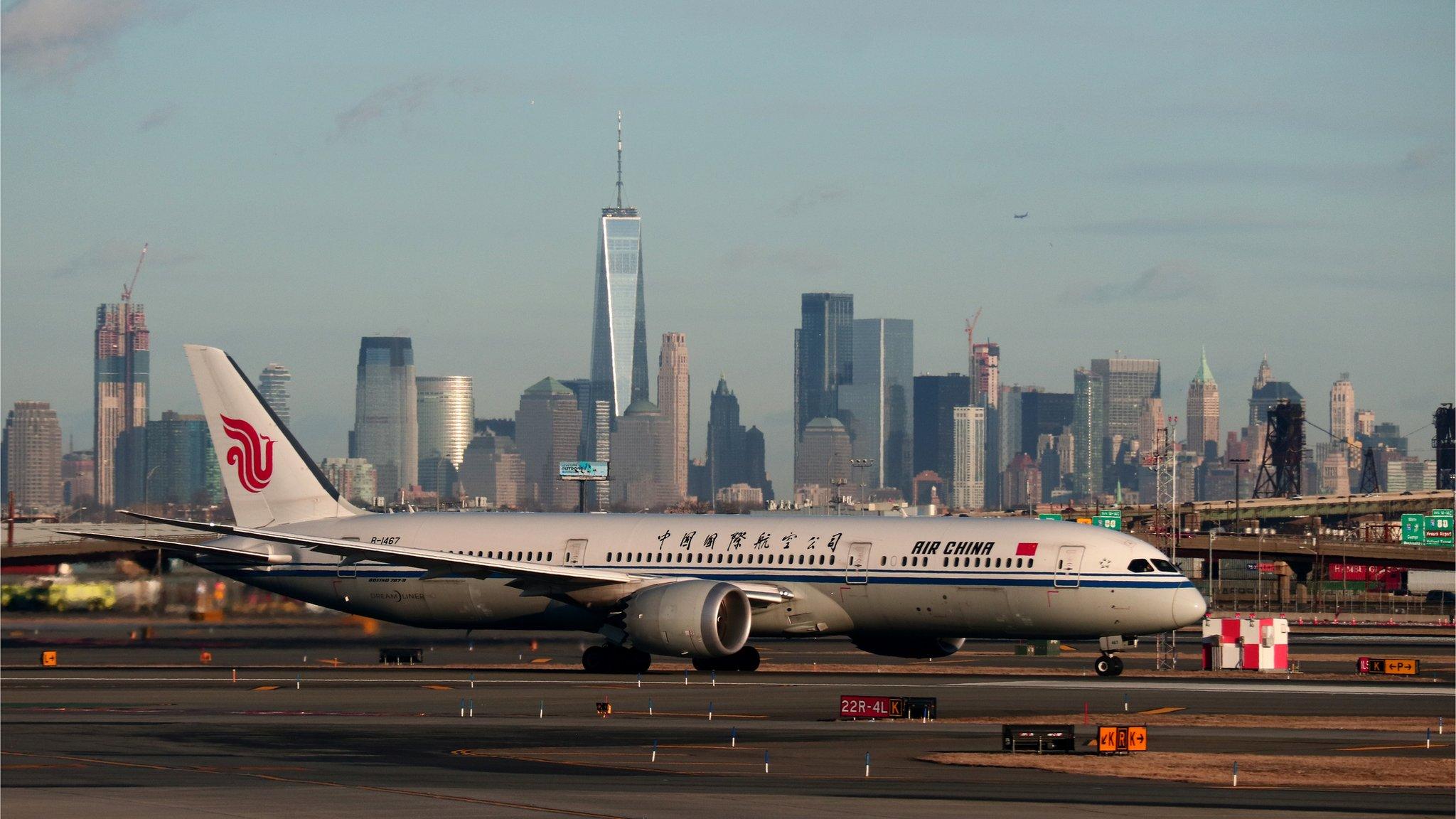 Air China plane in New Jersey