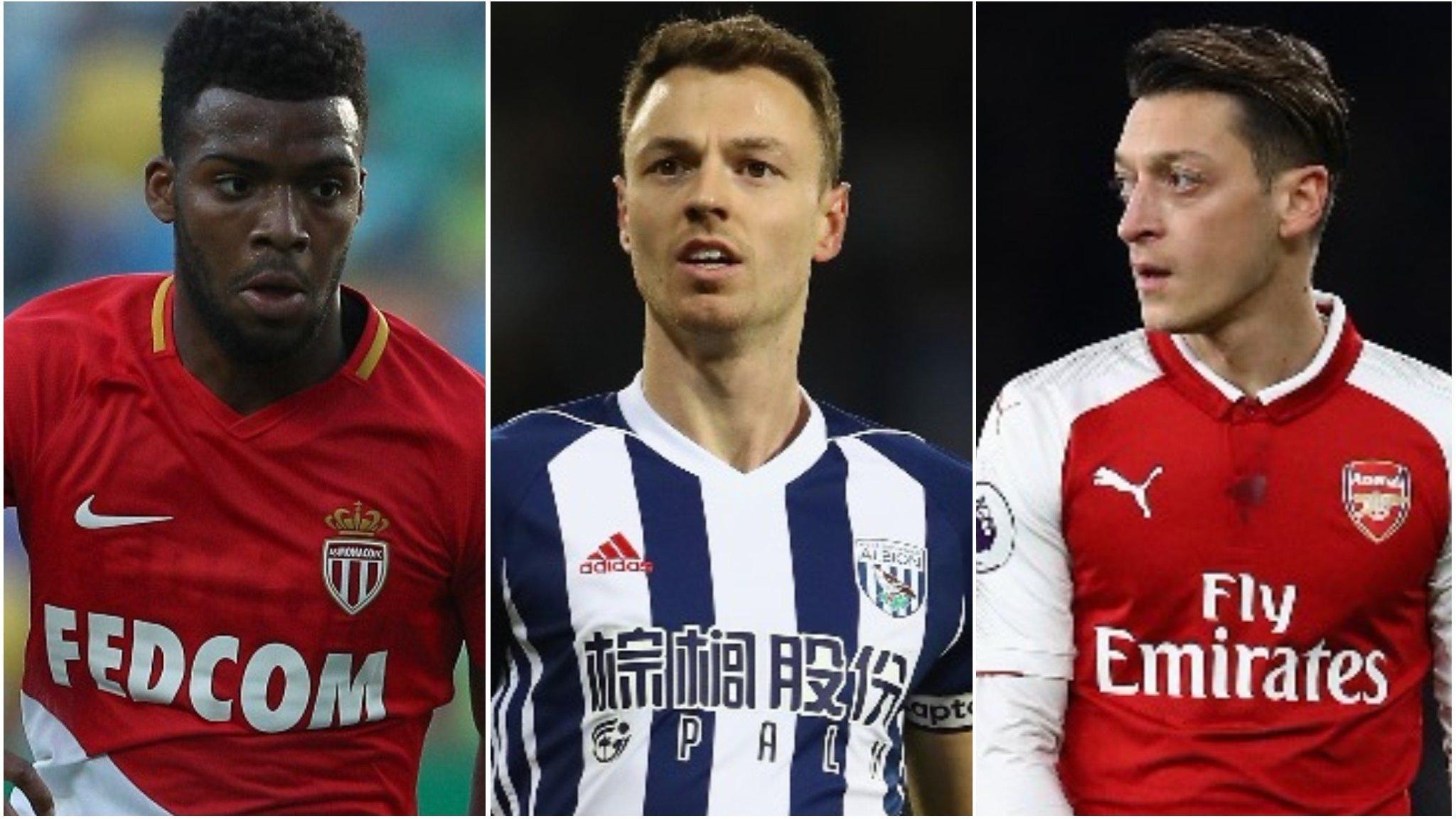 Thomas Lemar, Jonny Evans and Mesut Ozil