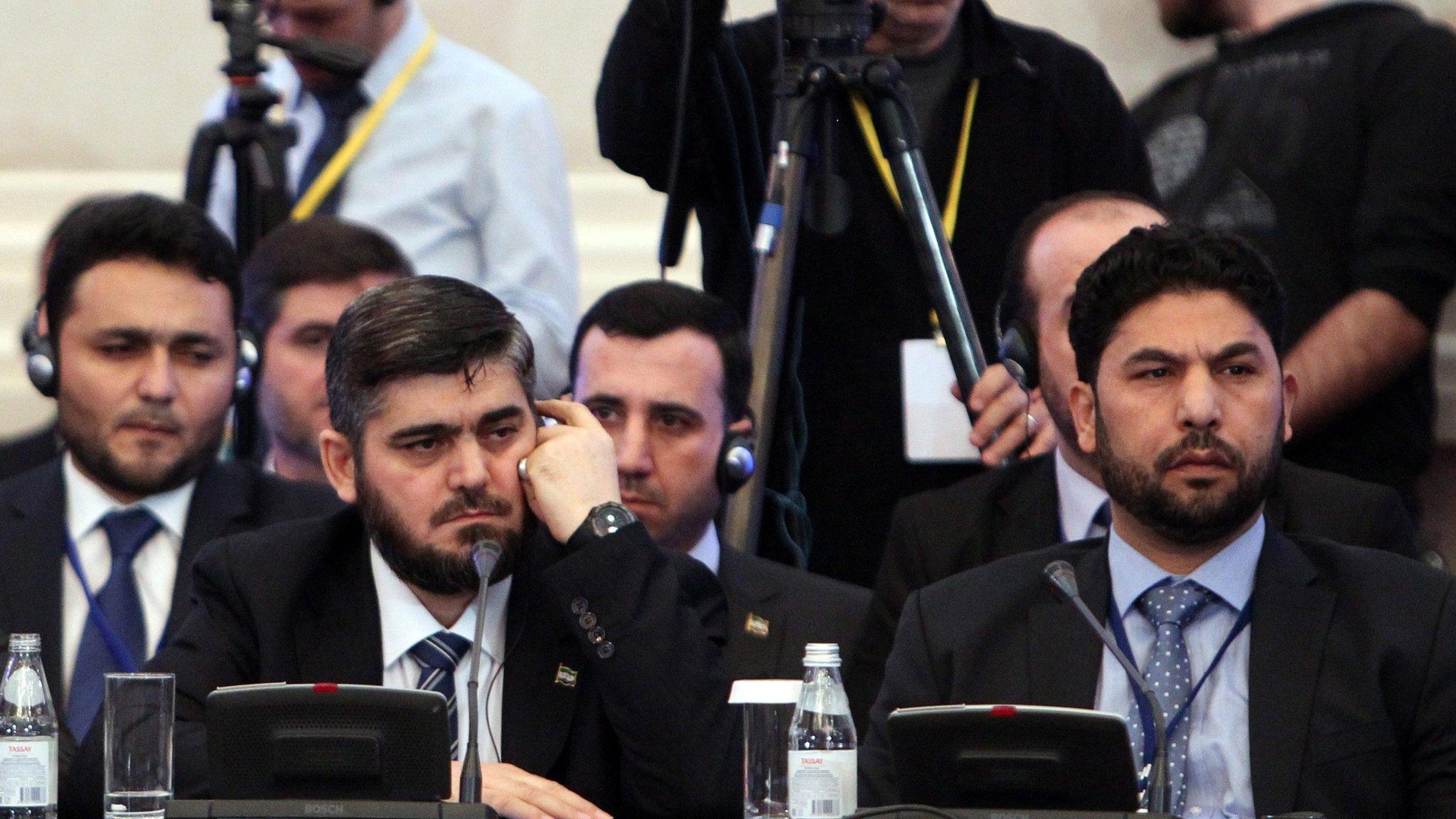 Syrian rebel delegation at talks with government in Astana, Kazakhstan (23 January 2017)