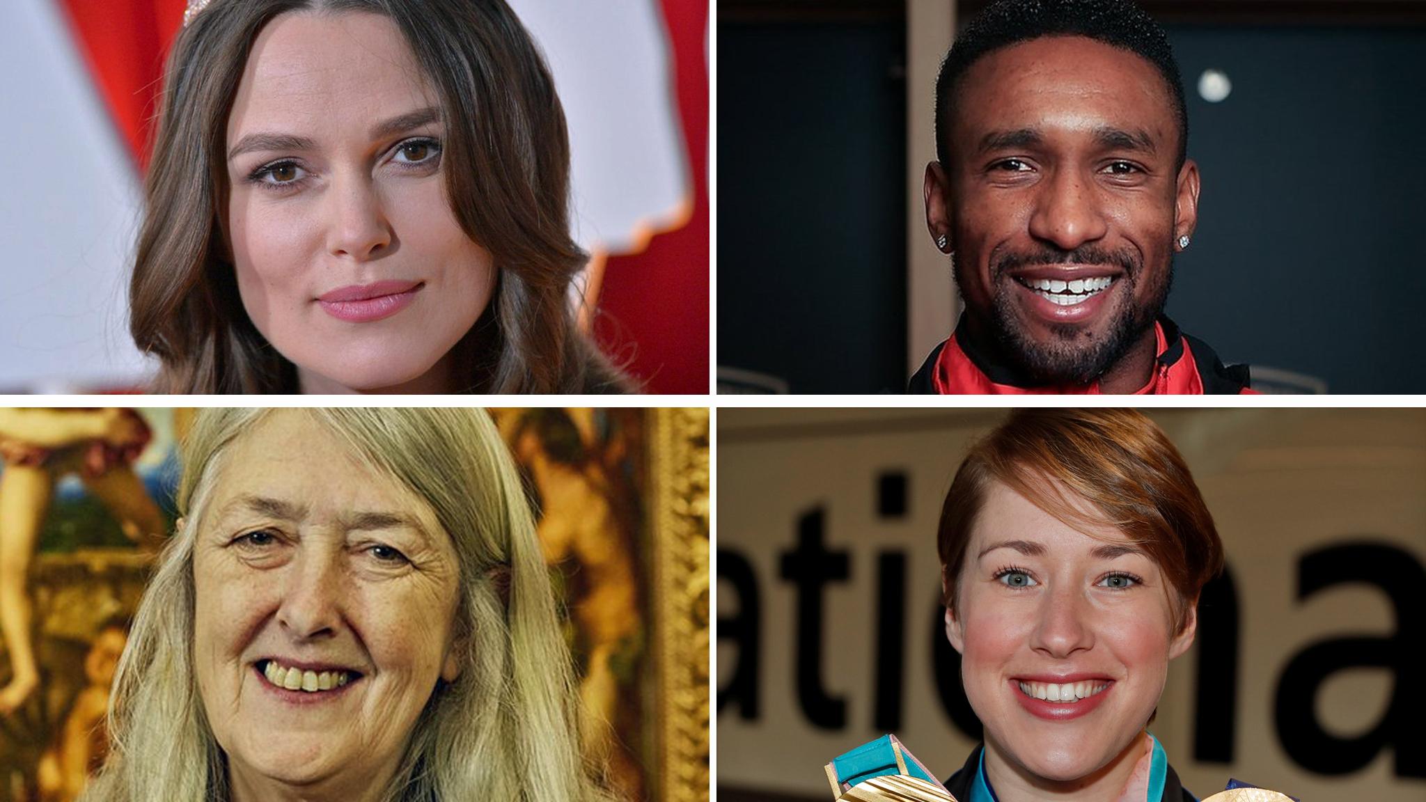 (Clockwise from top left): Keira Knightley, Jermain Defoe, Lizzy Yarnold, Mary Beard