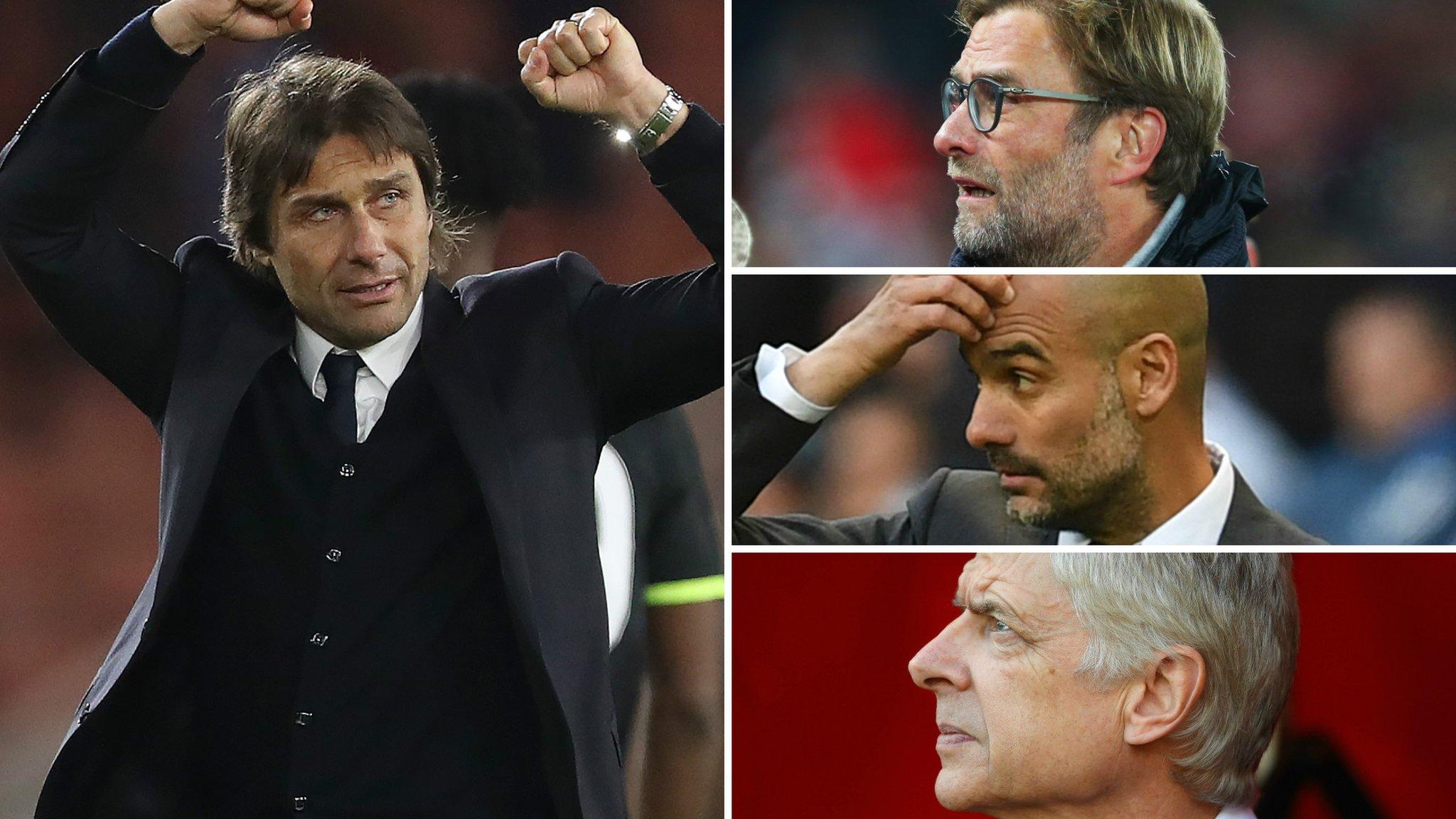 Antonio Conte, Jurgen Klopp, Pep Guardiola, Arsene Wenger