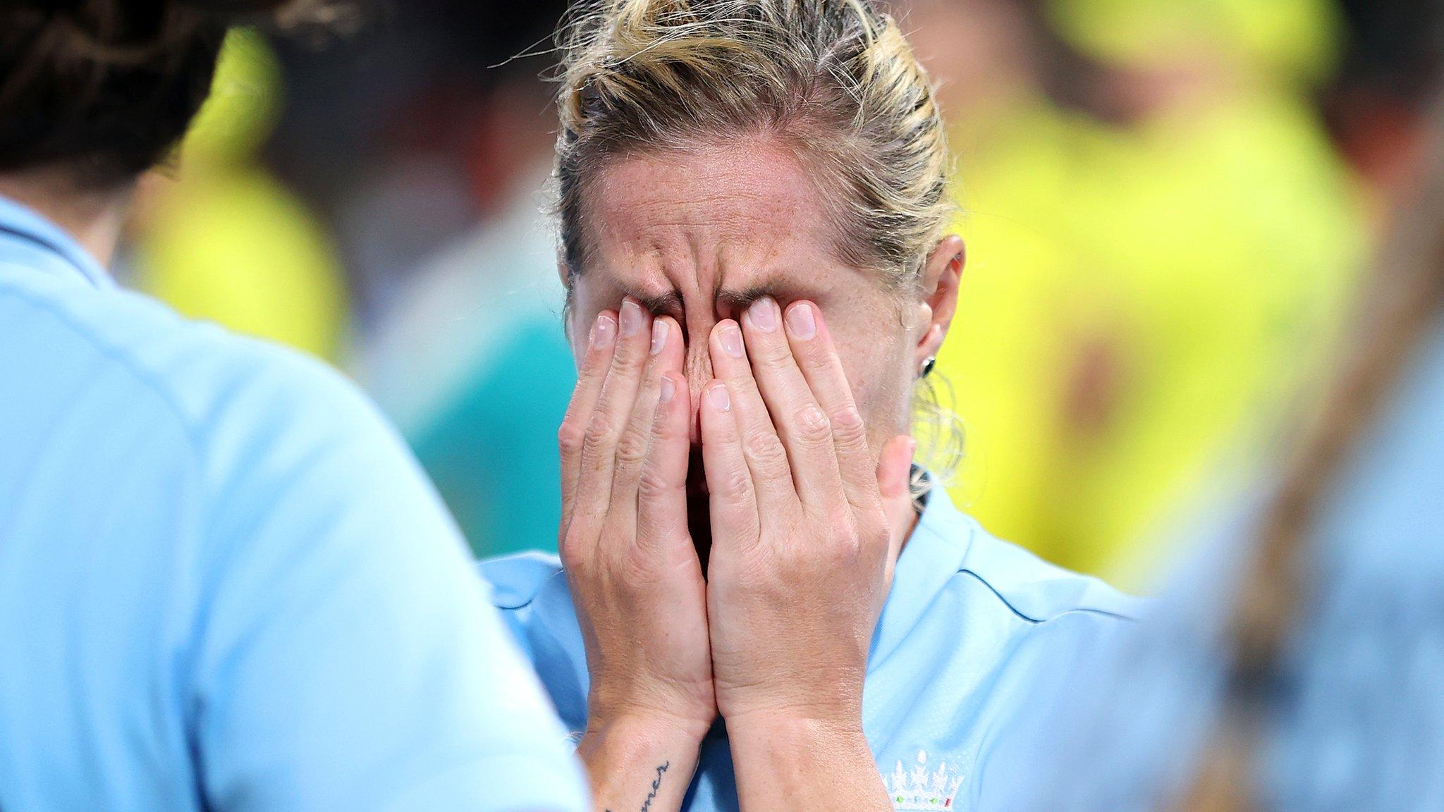 3 April, 2022, Christchurch: Sciver-Brunt looks dejected as England are beaten by Australia in the ICC Women's World Cup final by 71 runs.