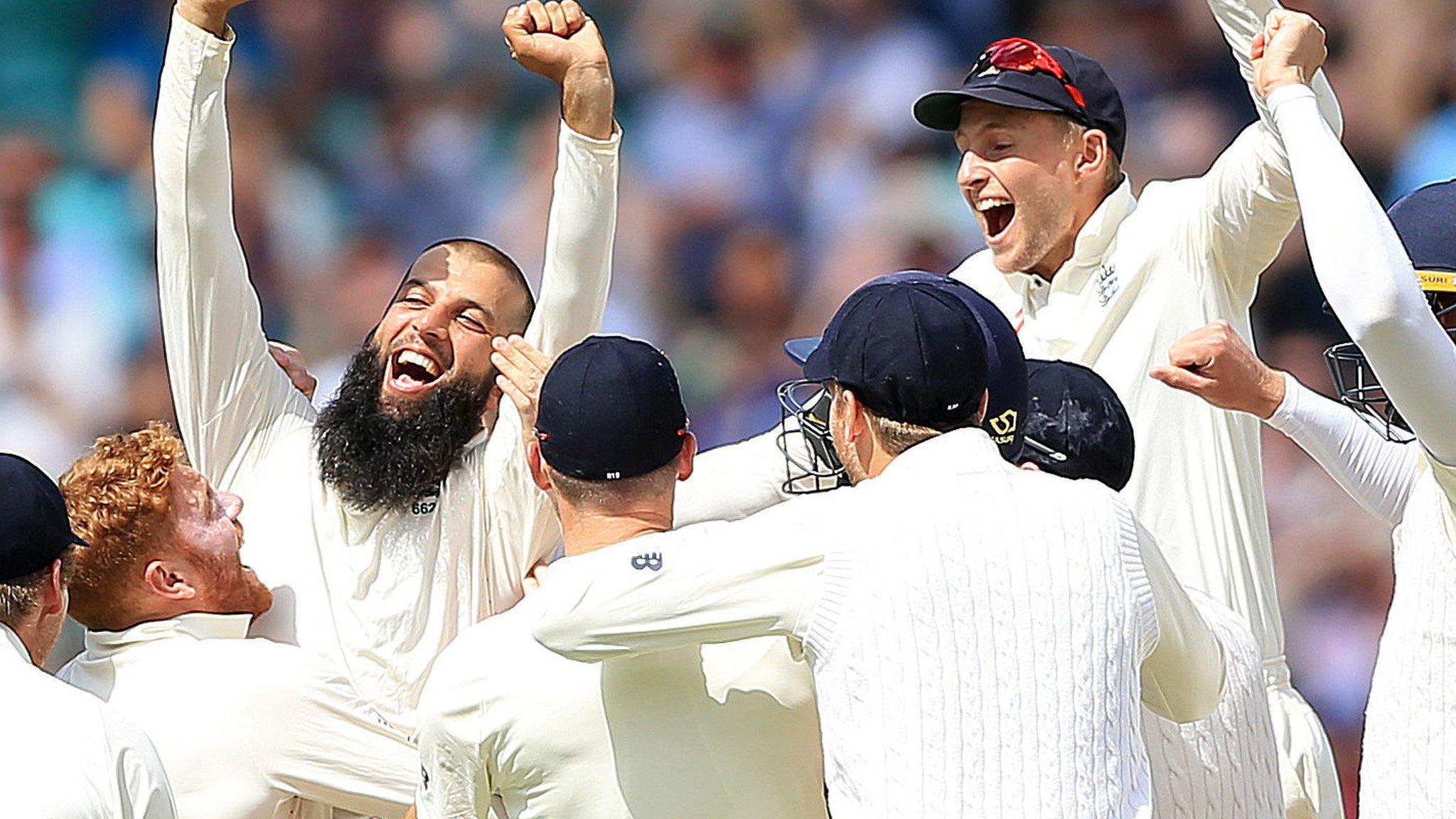 Moeen Ali celebrates getting a hat trick