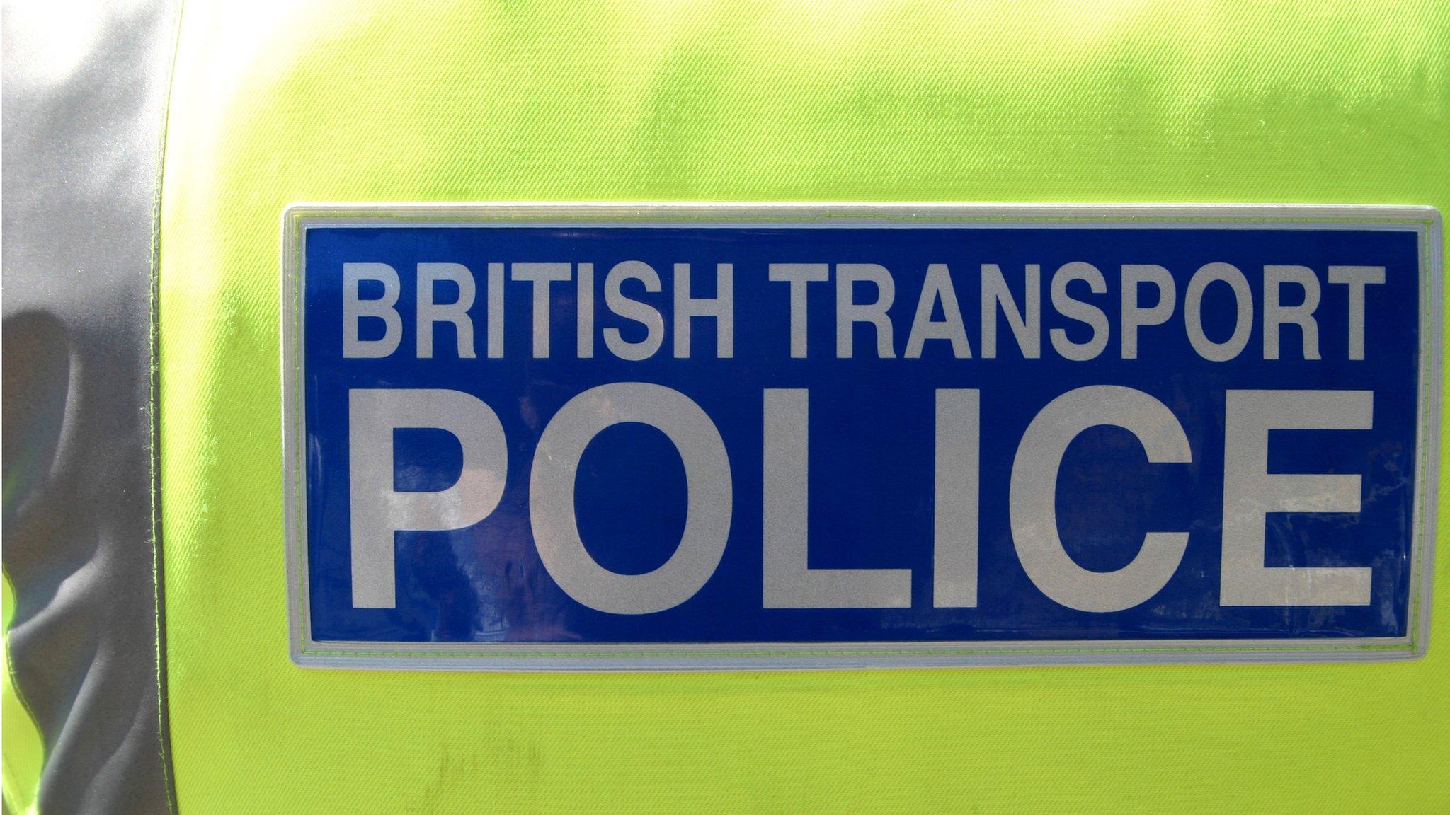 Picture of the back of a British Transport Police officer's back