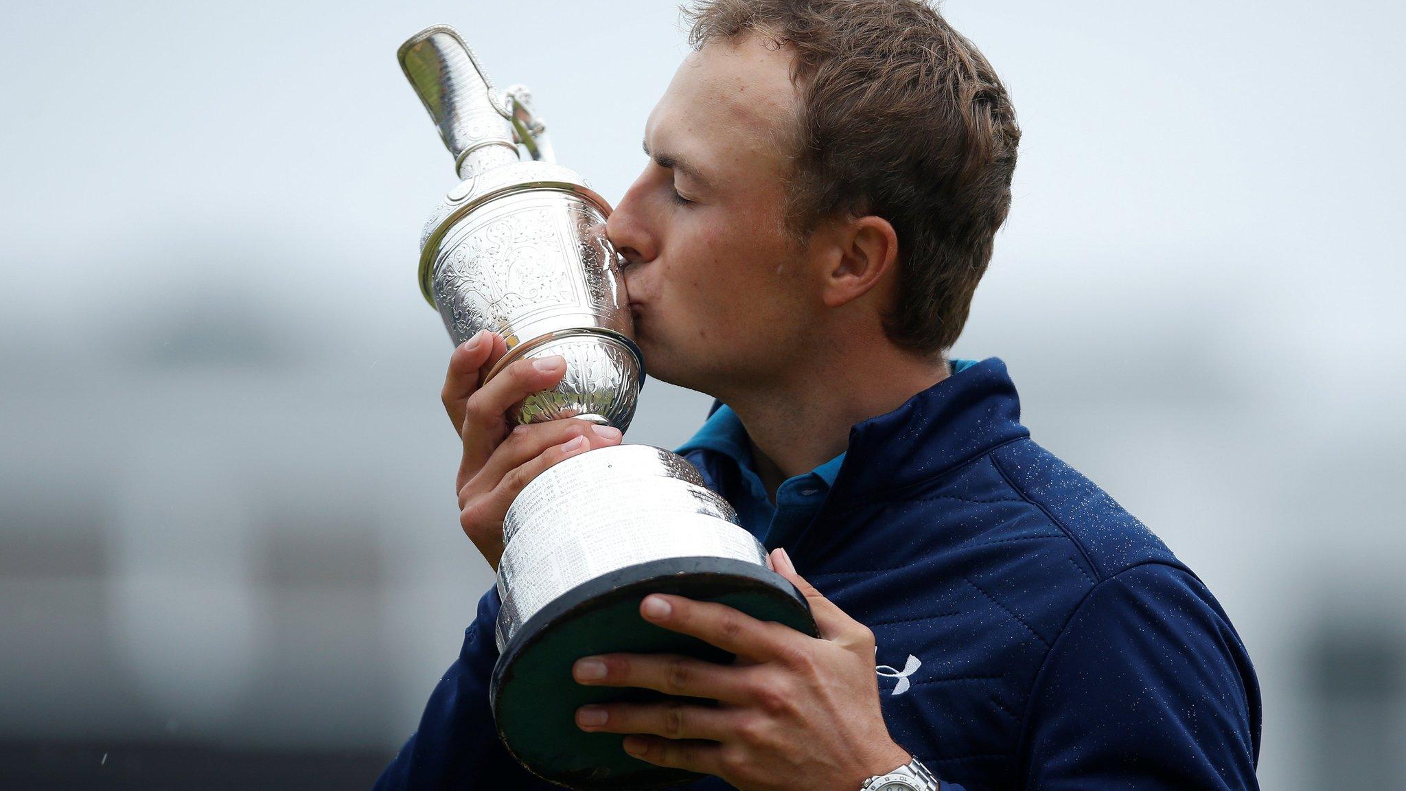 Jordan Spieth kisses The Claret Jug