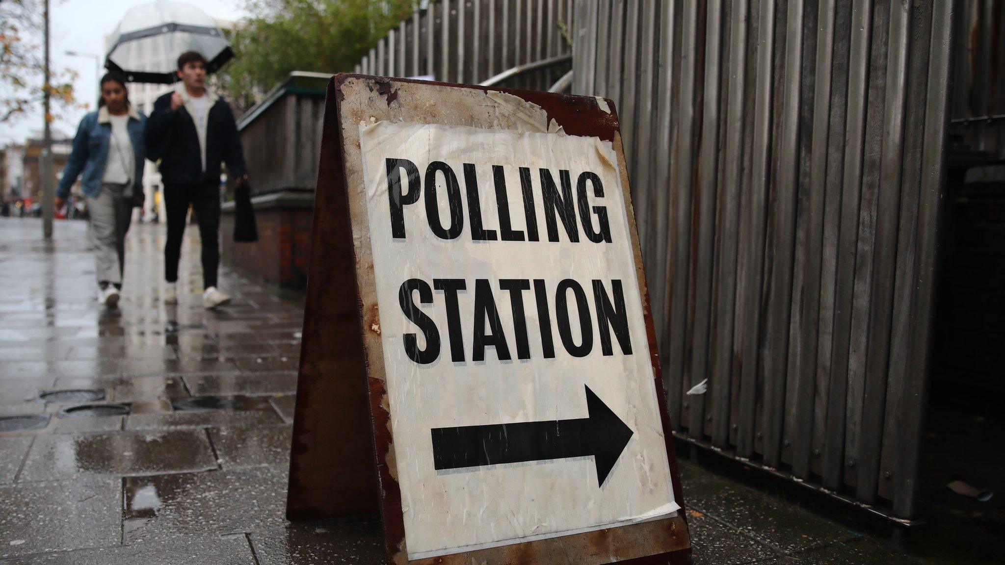 Polling station sign