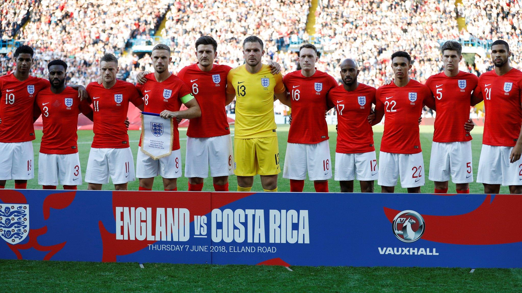 England players ahead of friendly with Costa Rica