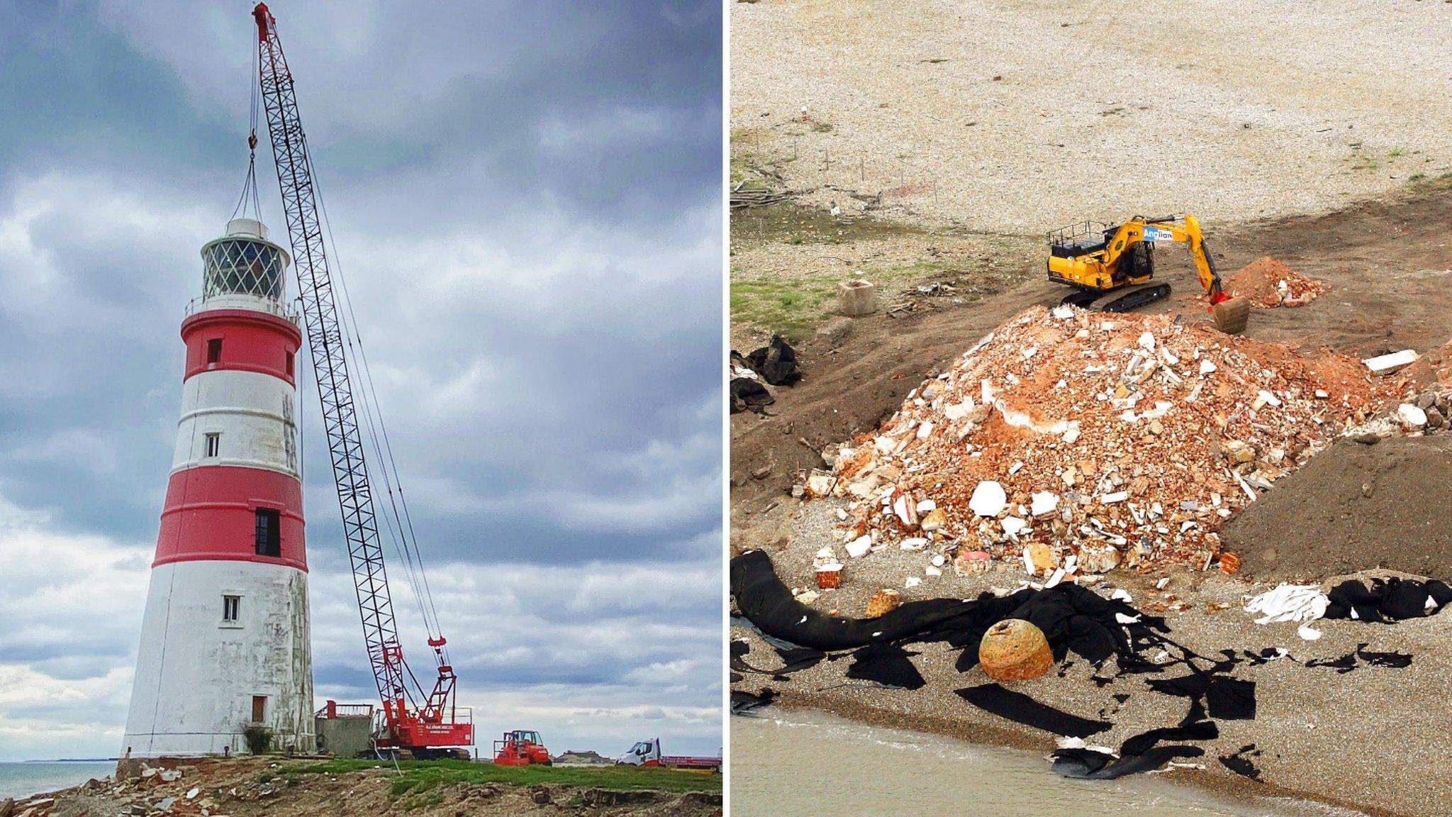 Orfordness Lighthouse and the demolished site