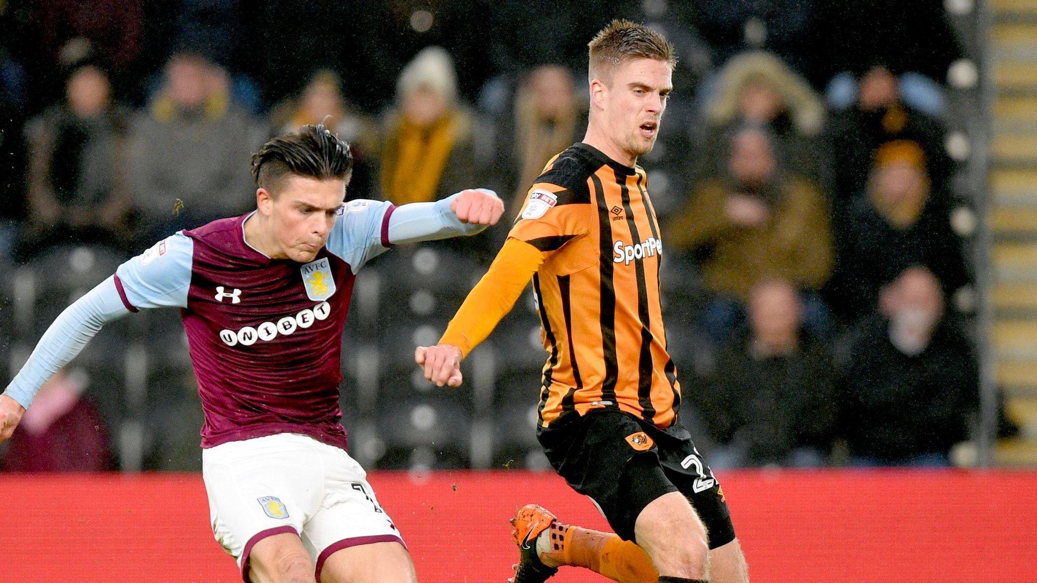 Aston Villa's Jack Grealish fires towards goal