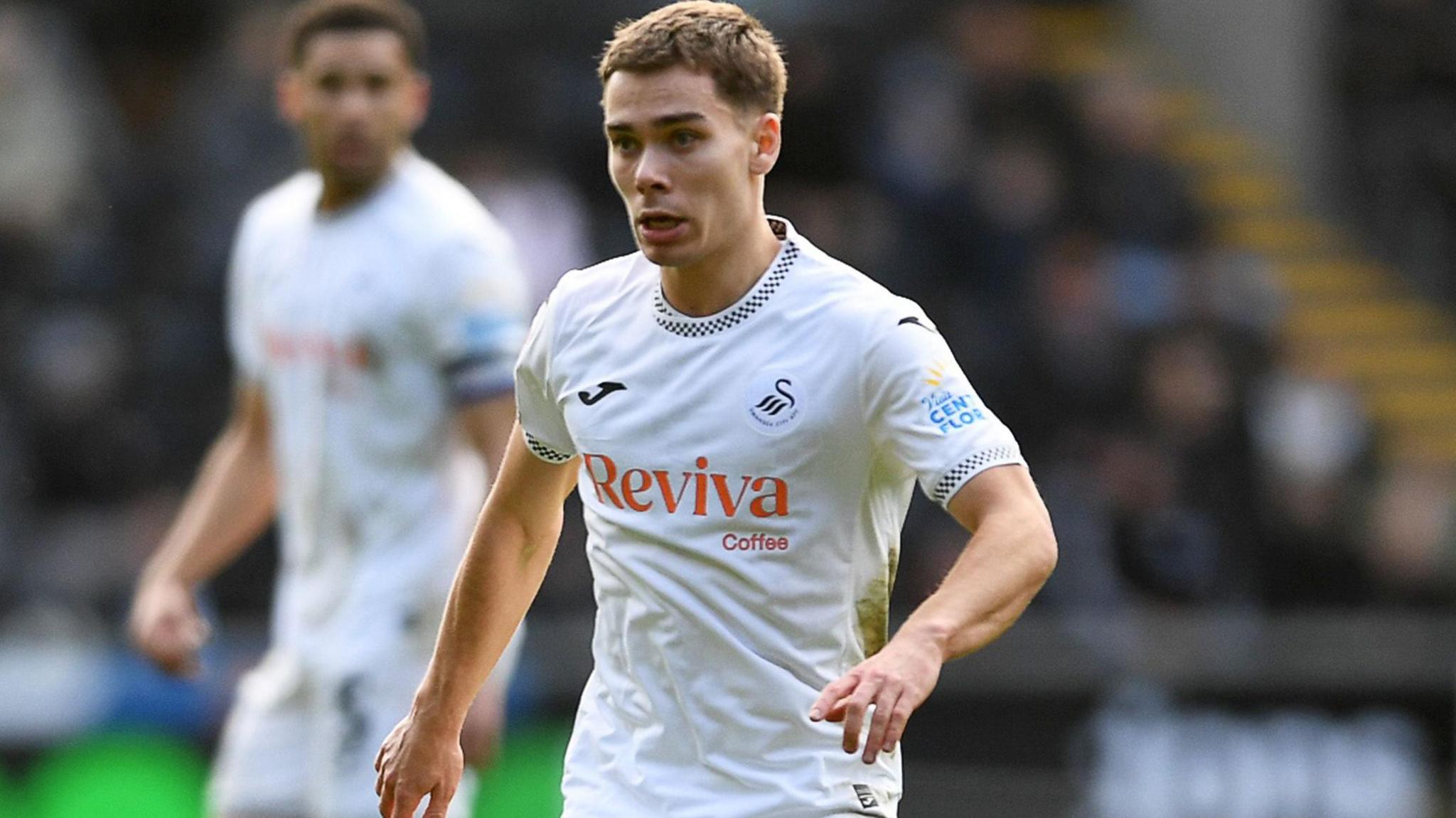 Leo Walta in action on his Swansea debut 