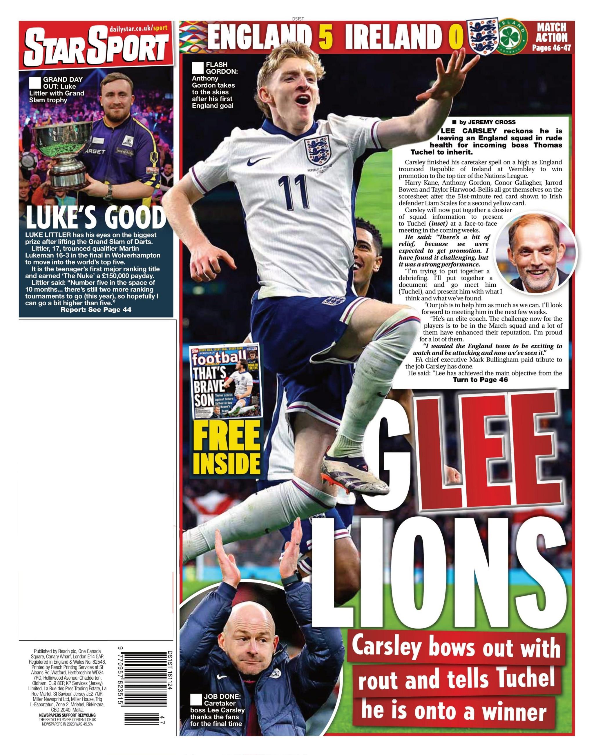 Monday's Daily Star back page