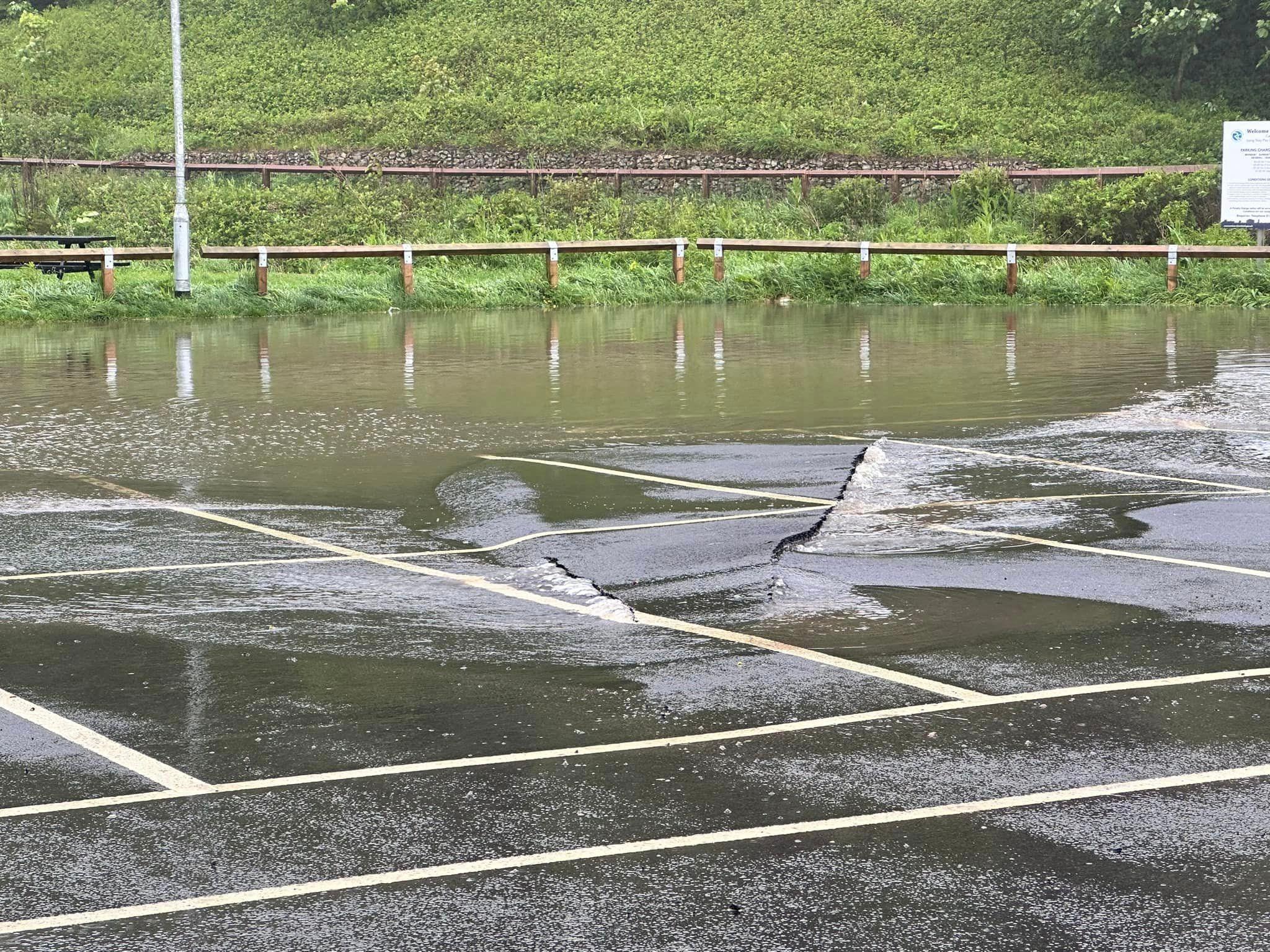 Damaged car park in Saltburn