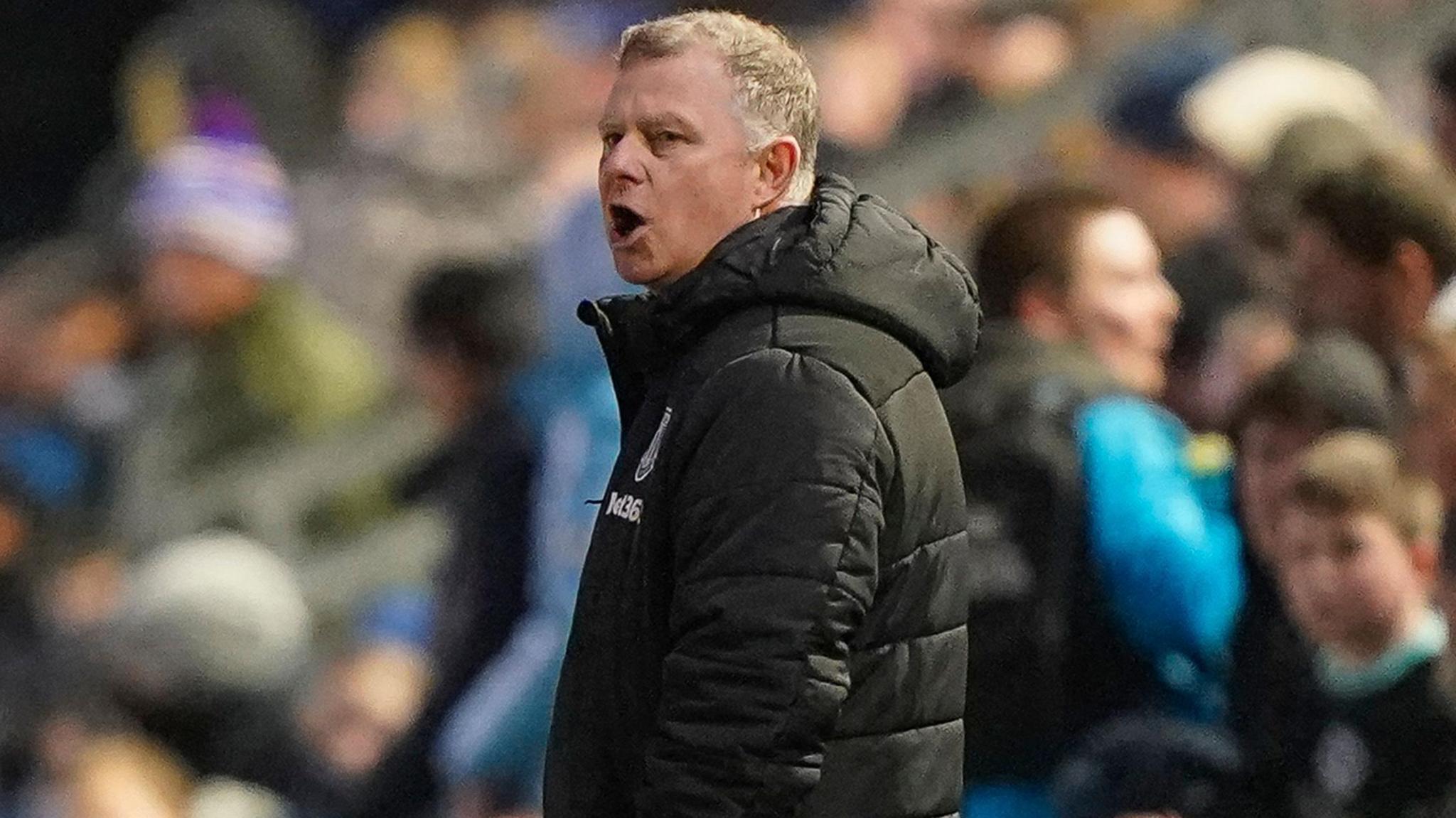 Stoke City boss Mark Robins during the 3-1 defeat at Portsmouth