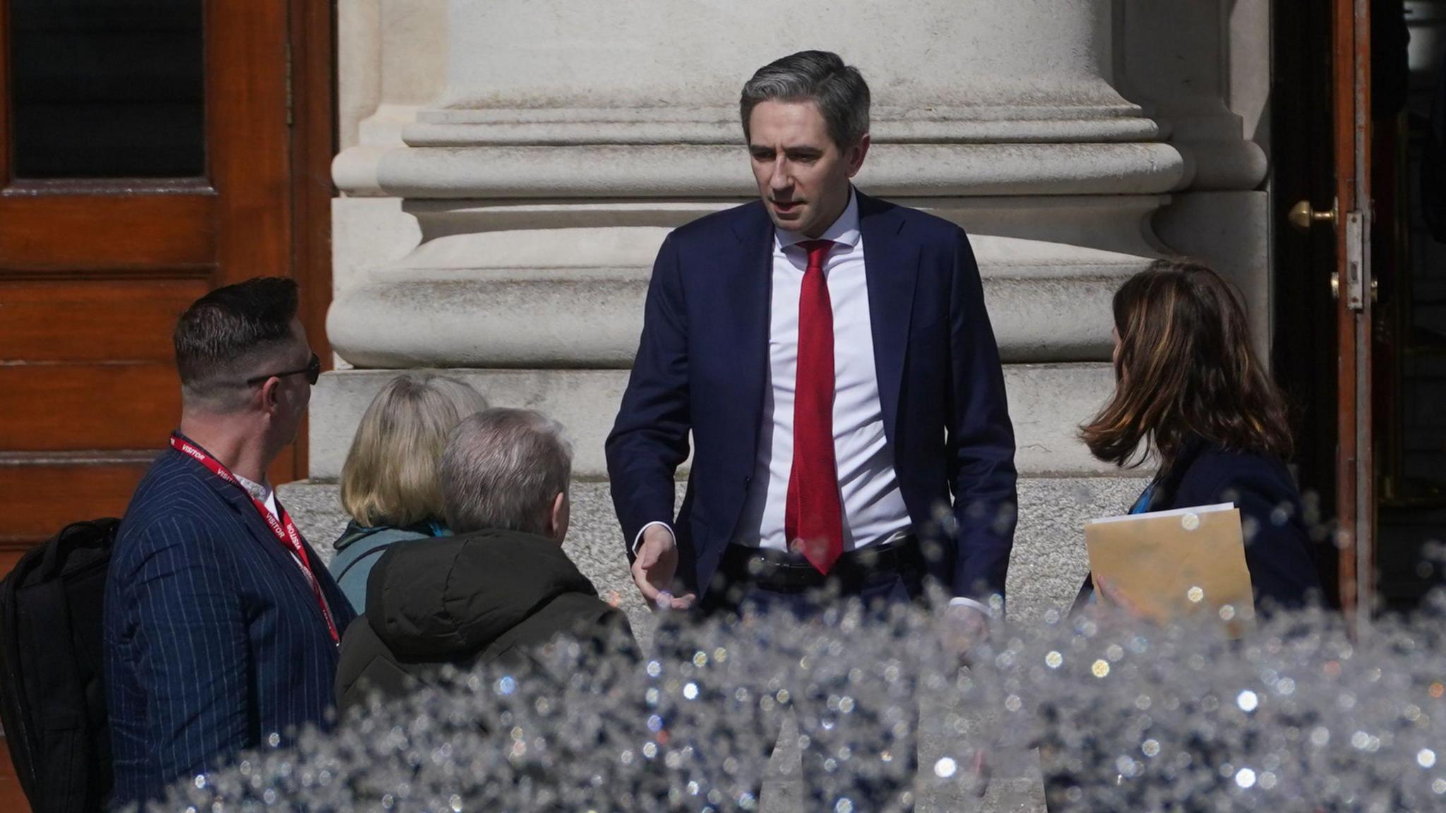 Taoiseach (Irish prime minister) Simon Harris meeting families of those killed in the Stardust fire