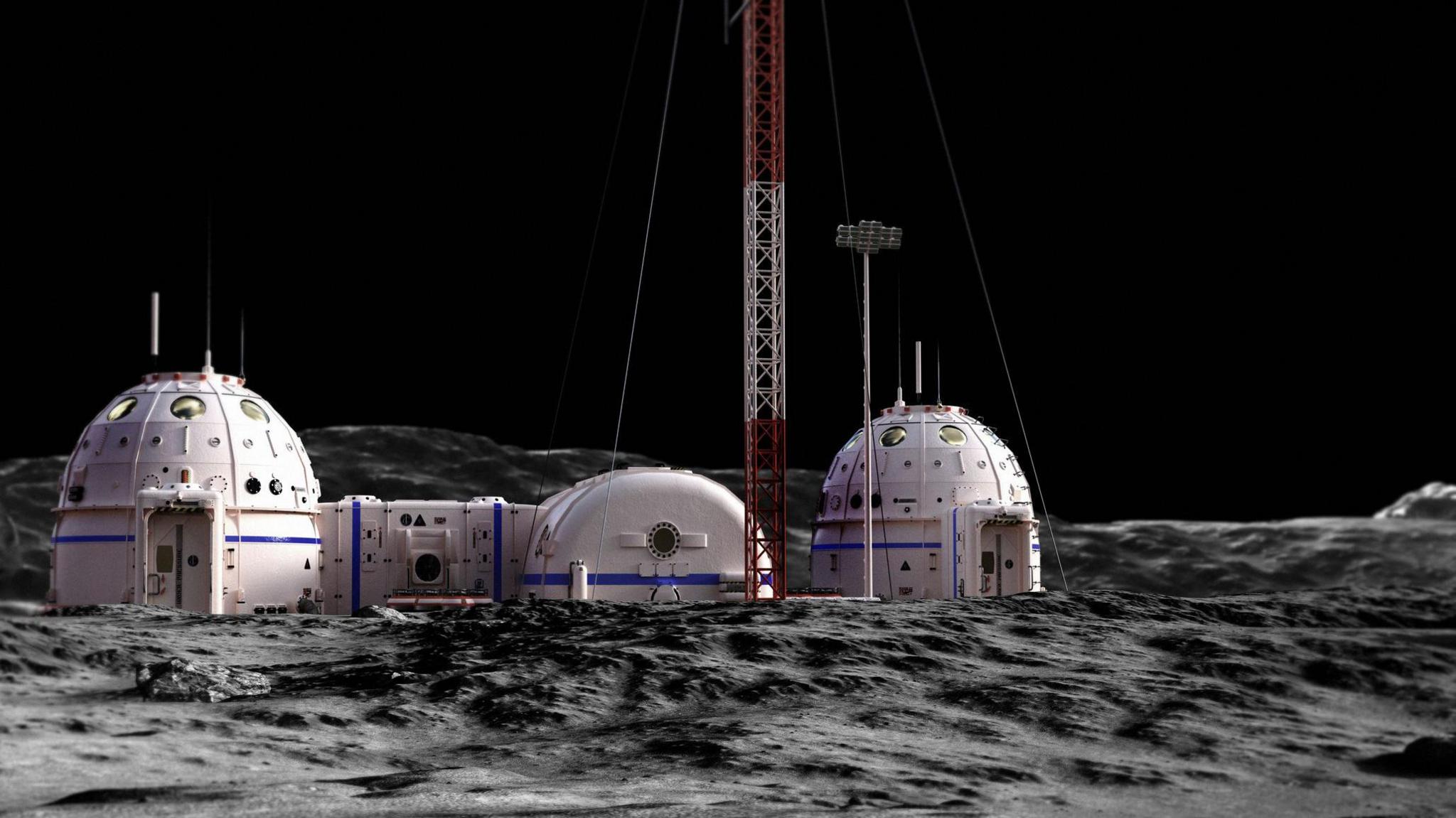 Illustration of a research centre on the Moon