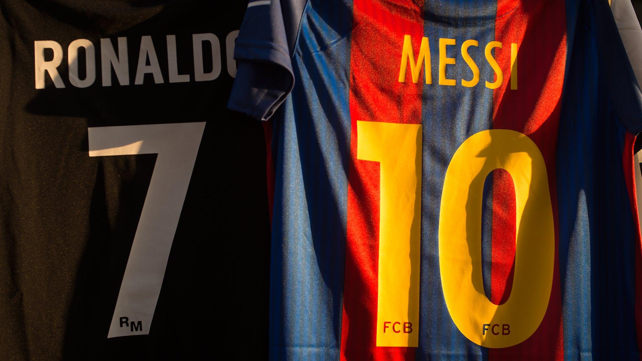 Cristiano Ronaldo and Lionel Messi shirts