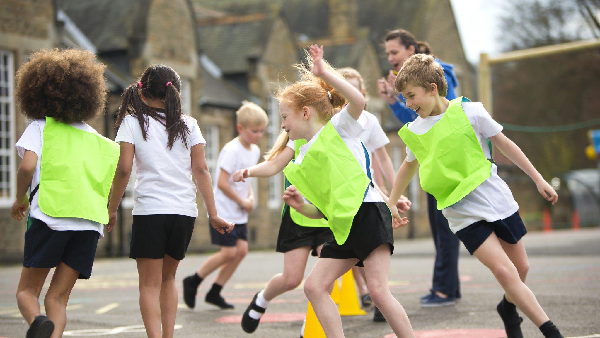 Children running during PE lesson