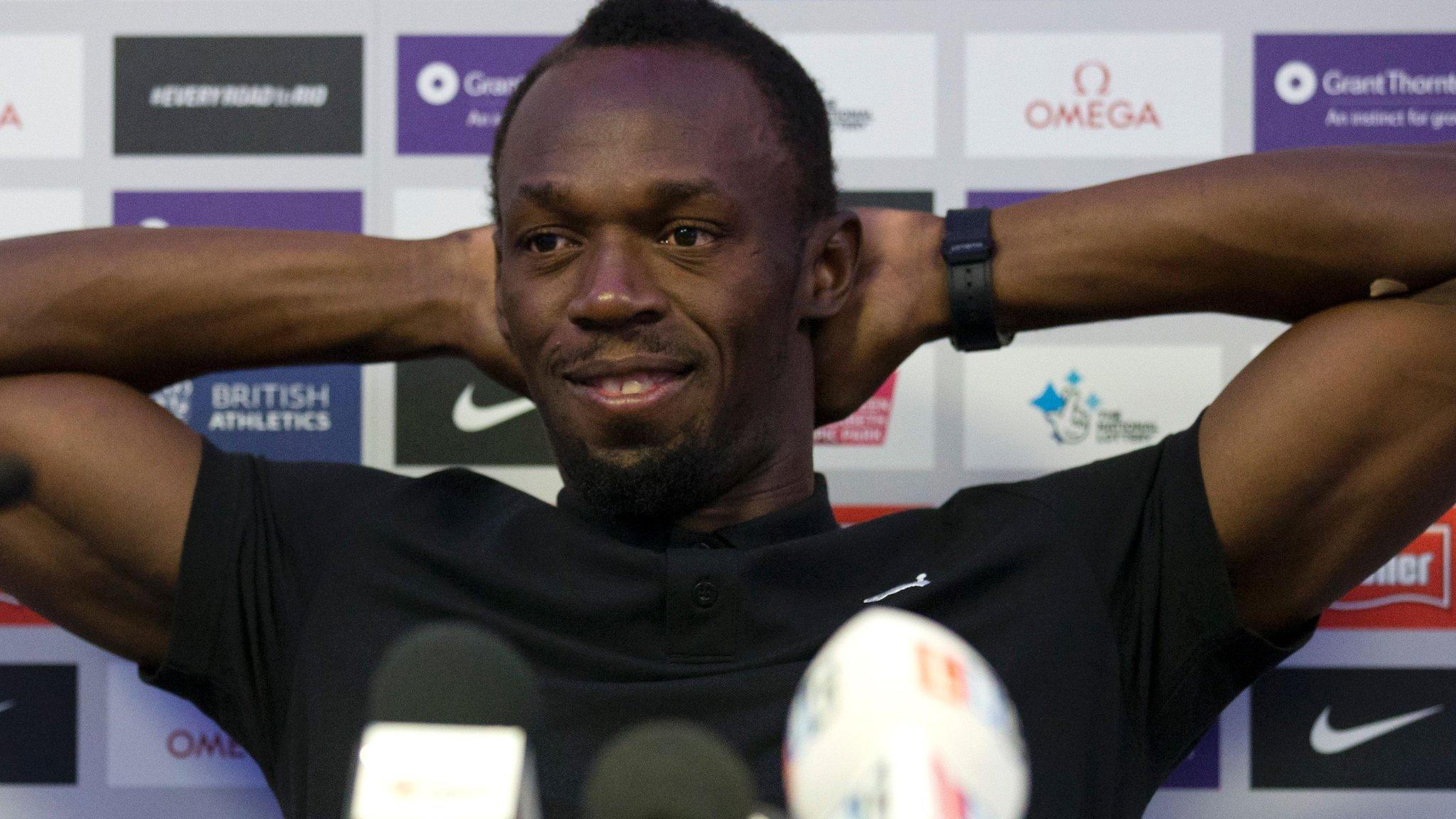 A relaxed Usain Bolt at his London Anniversary Games news conference