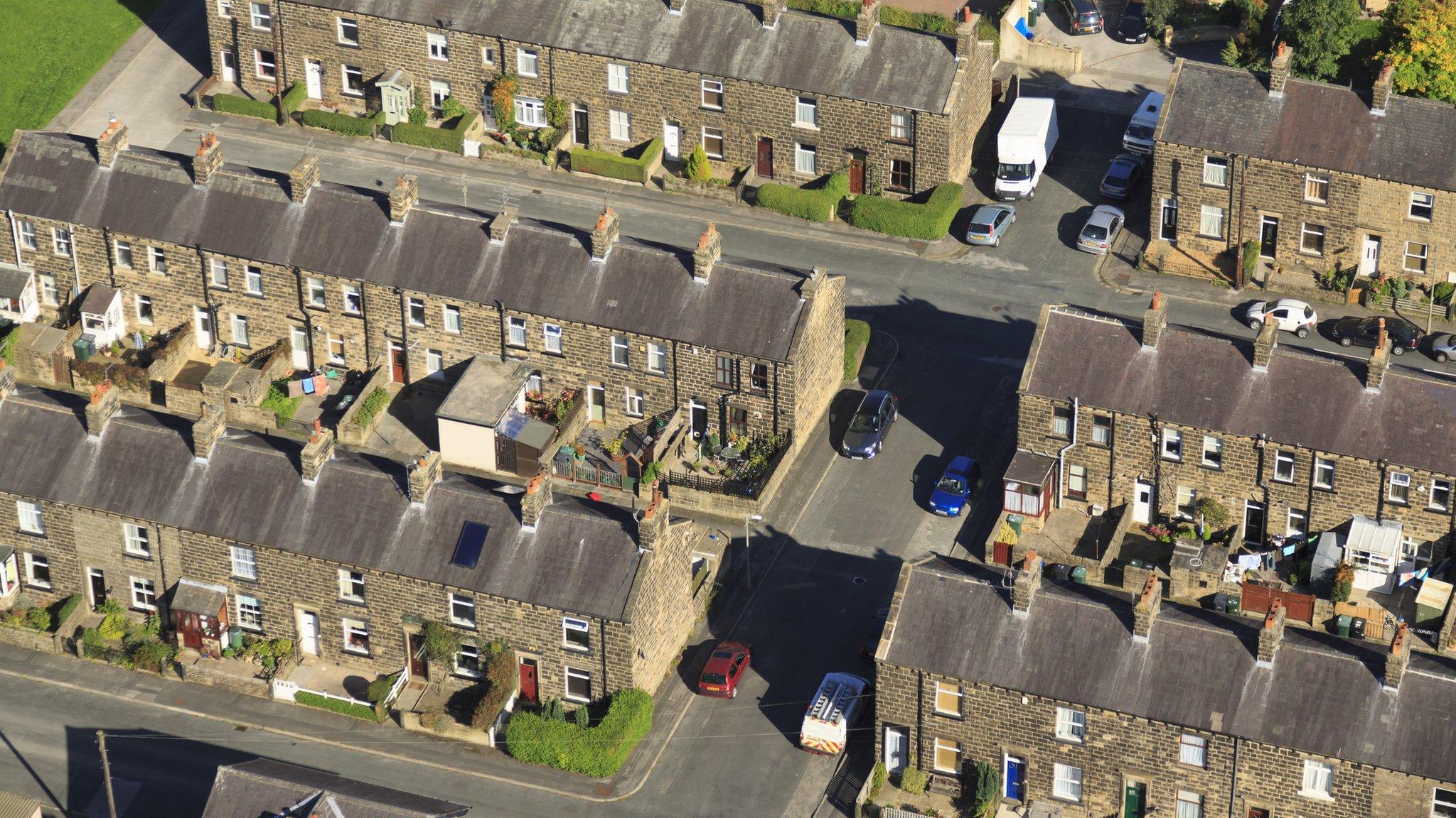 Aerial shot of housing