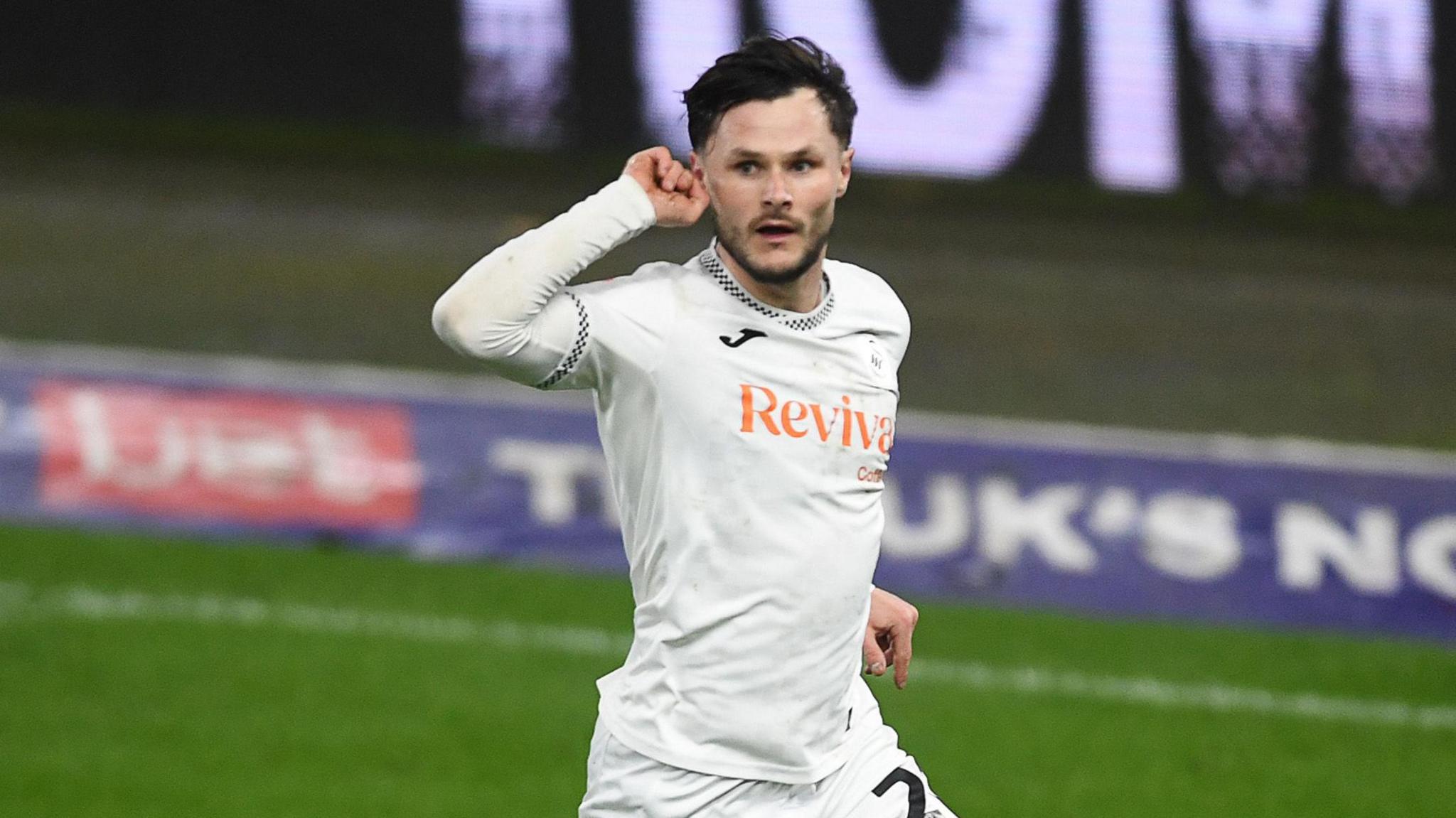 Liam Cullen celebrates his goal against Preston