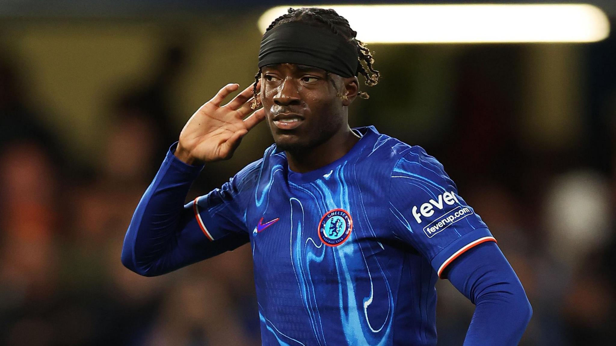 Noni Madueke celebrates after scoring for Chelsea last season