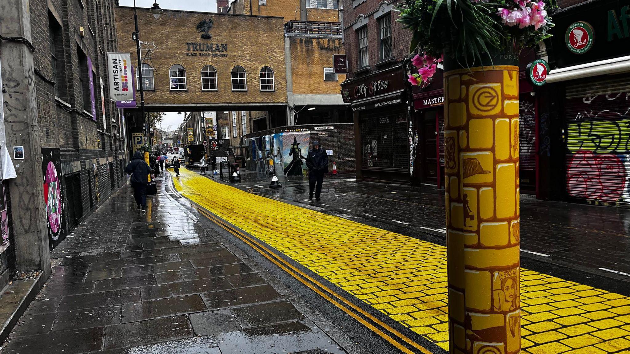 Brick Lane, painted yellow