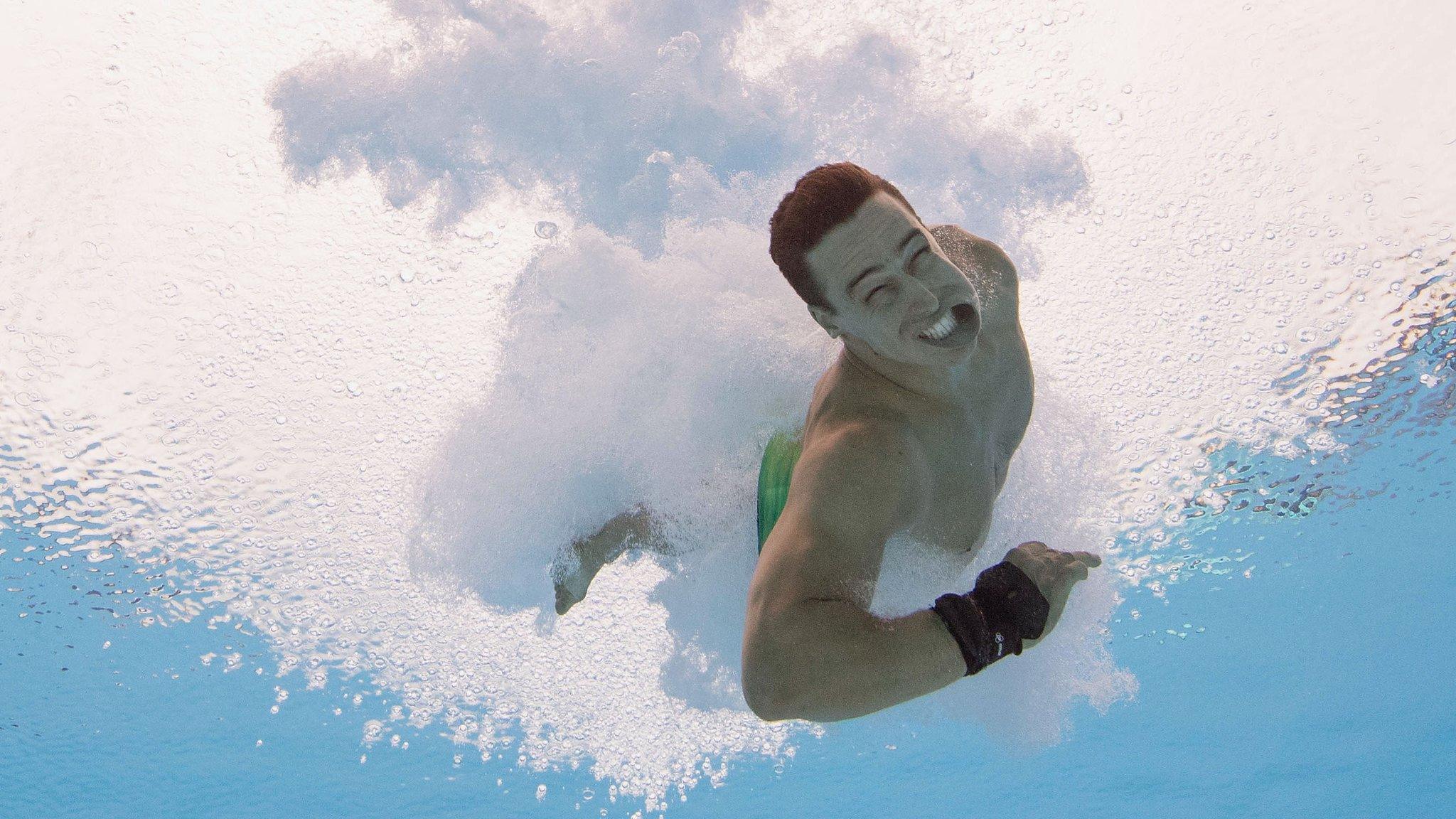 Declan Stacey of Australia competes in the men's 10m platform preliminary during diving on day 10 of the Gold Coast 2018 Commonwealth Games