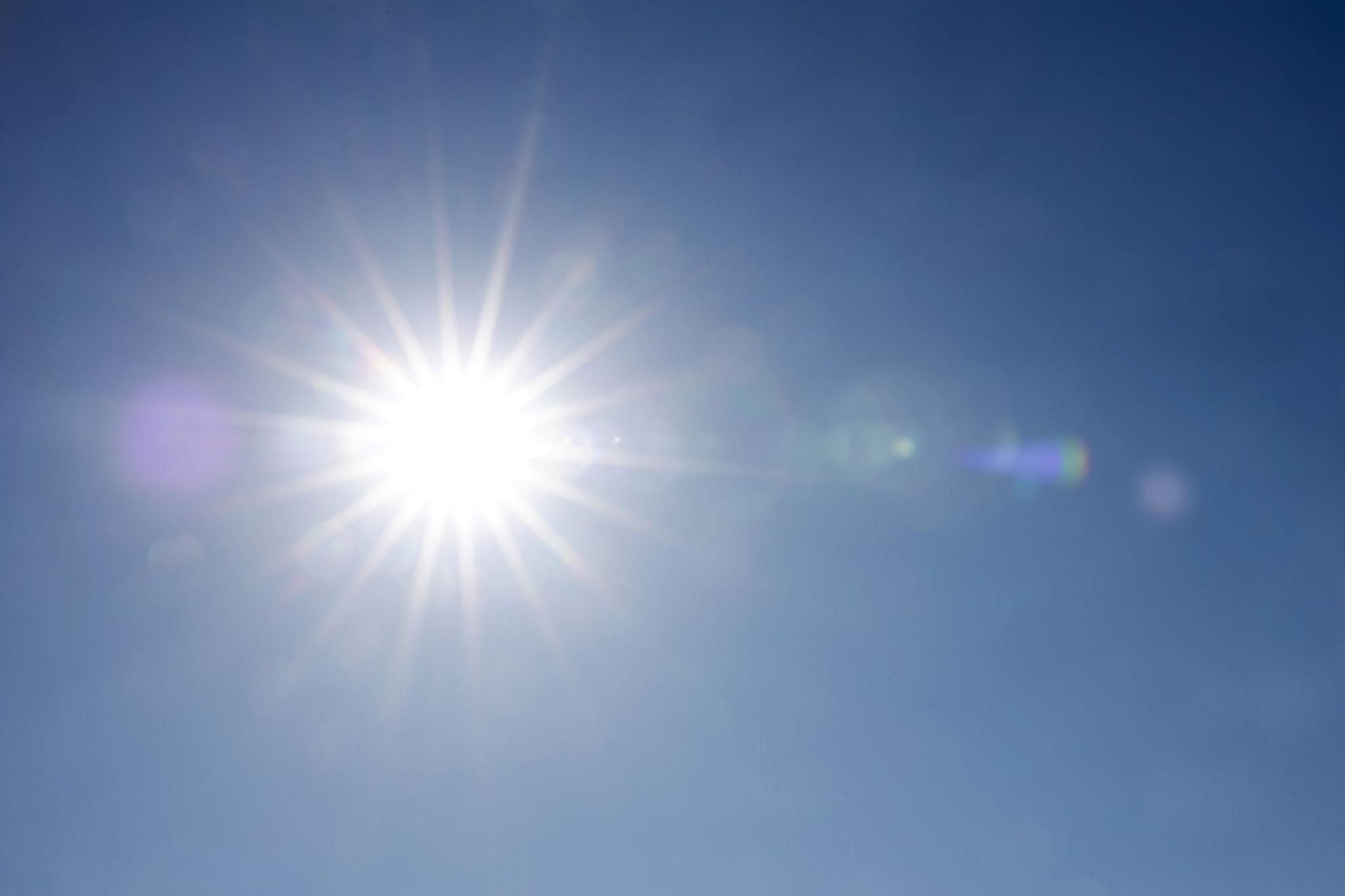 sun in a clear blue sky