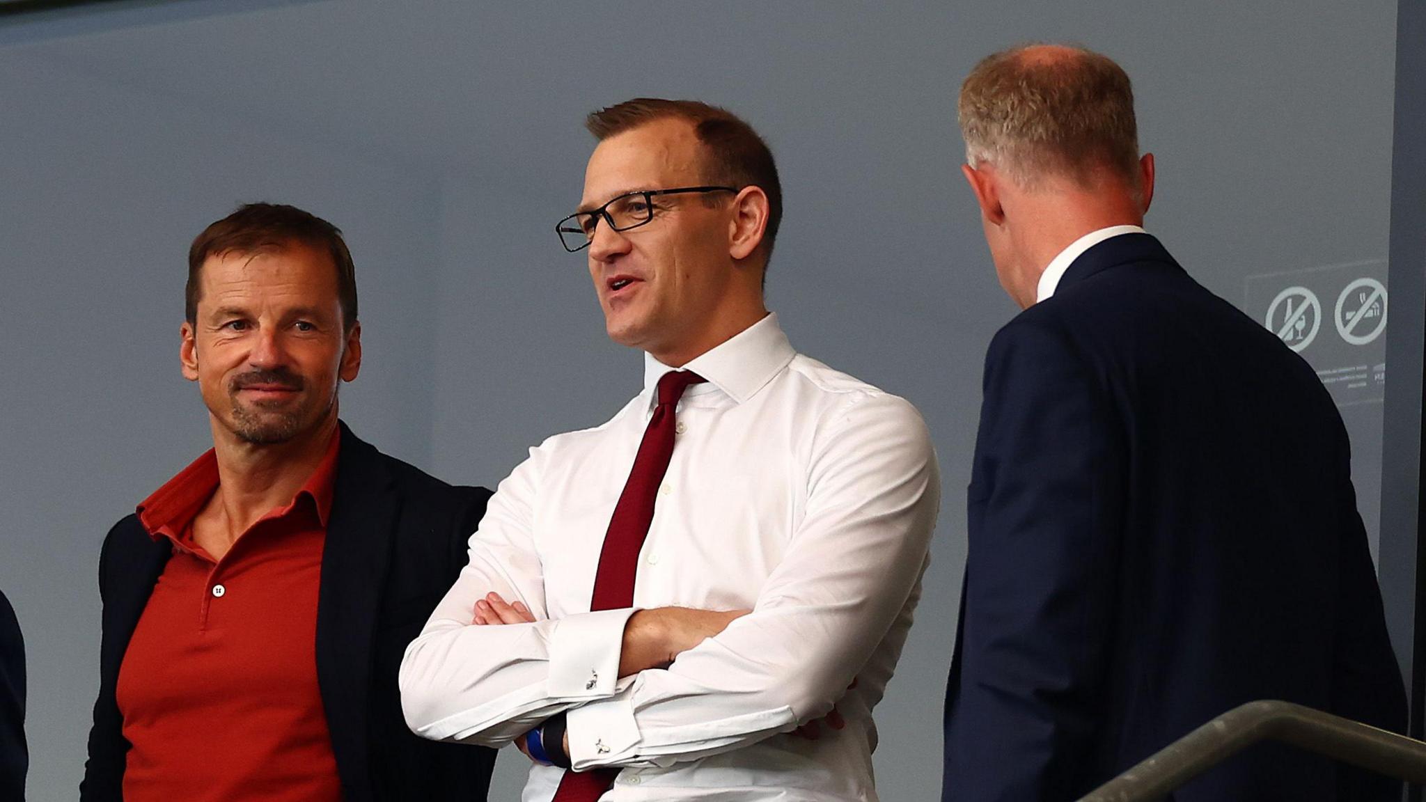 West Ham United shareholder Daniel Kretinsky (centre) looks on during the Uefa Europa Conference League 2022-23 final