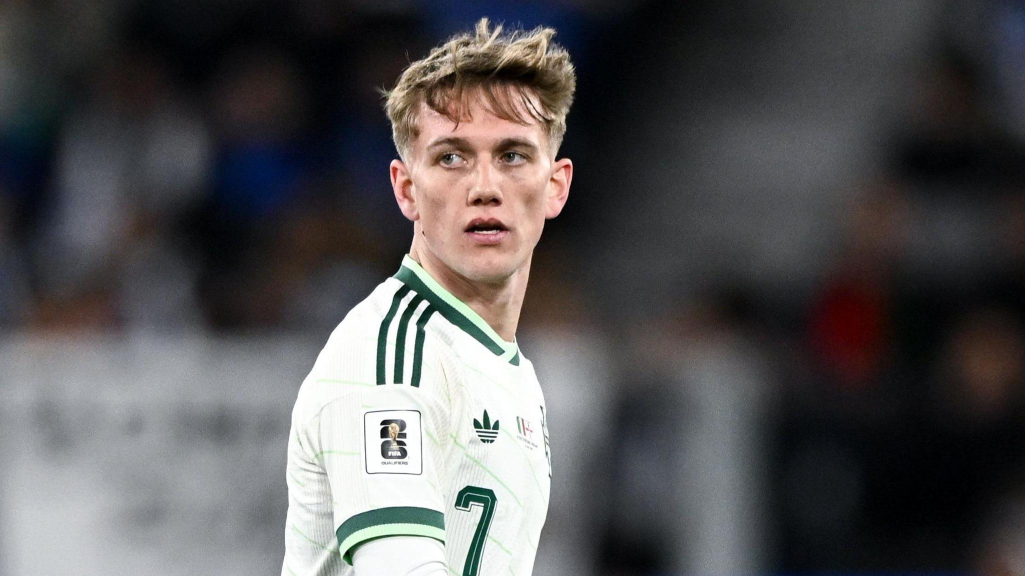 Ethan Galbraith in action for Northern Ireland