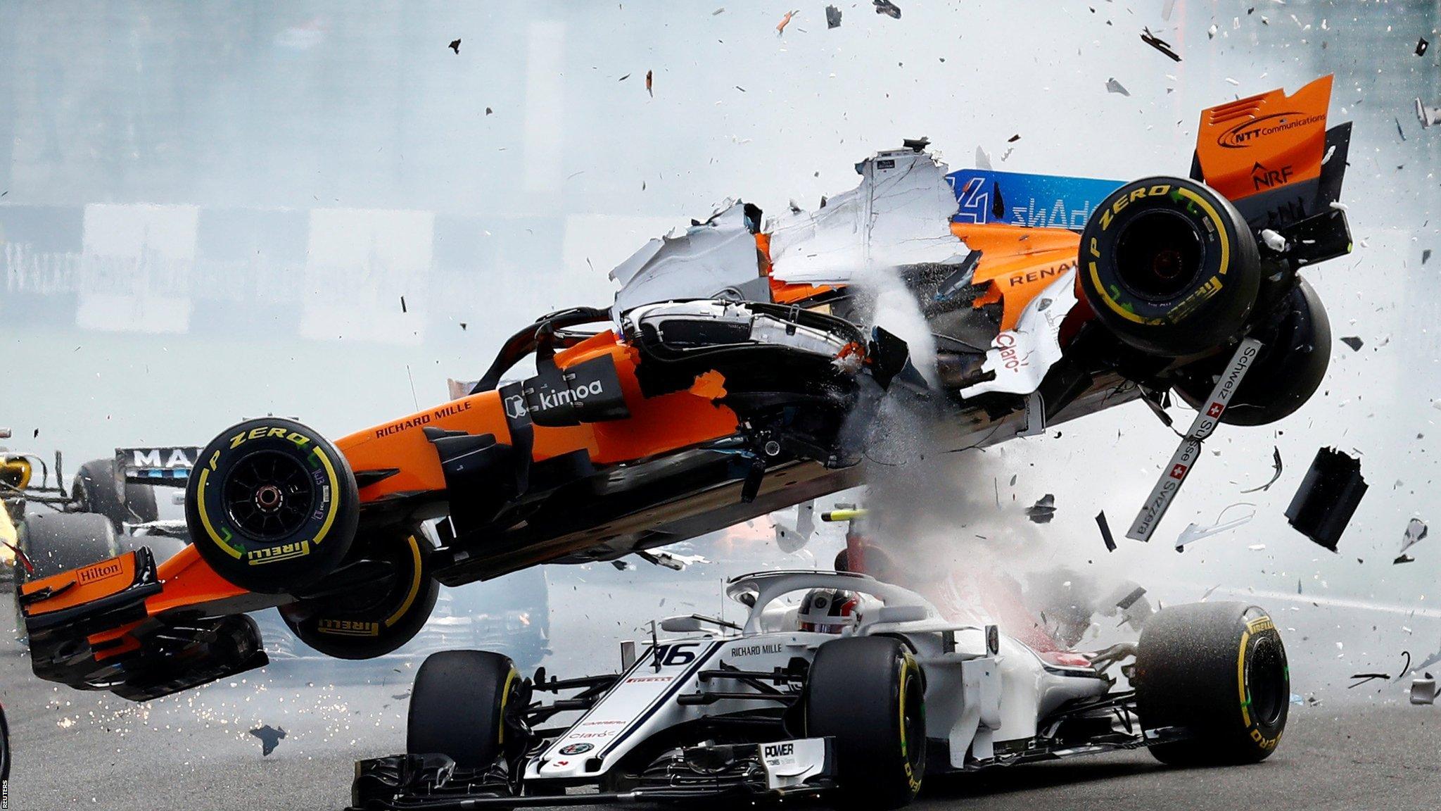McLaren's Fernando Alonso and Sauber's Charles Leclerc