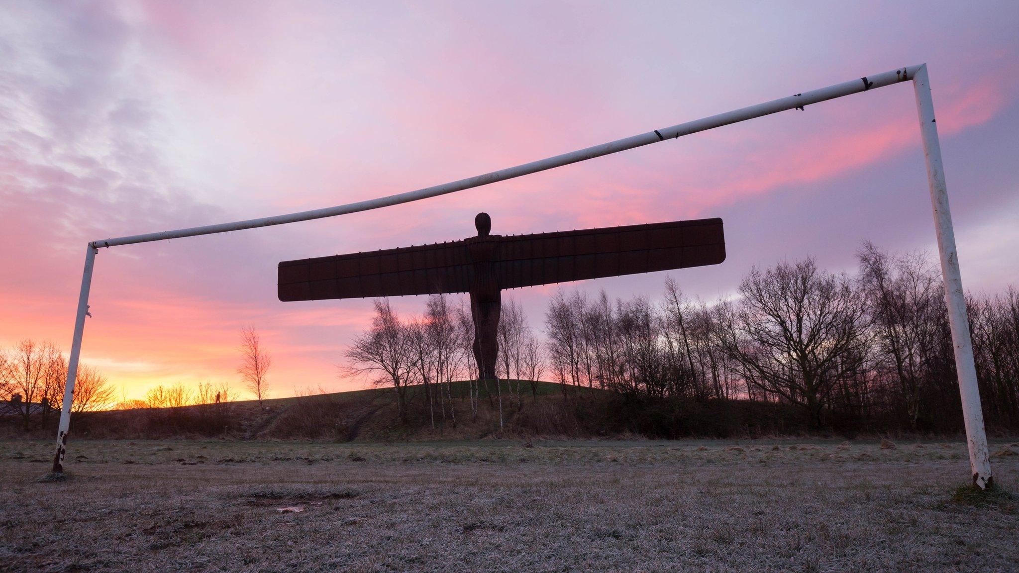 Gateshead's Angel of the North and goalpost