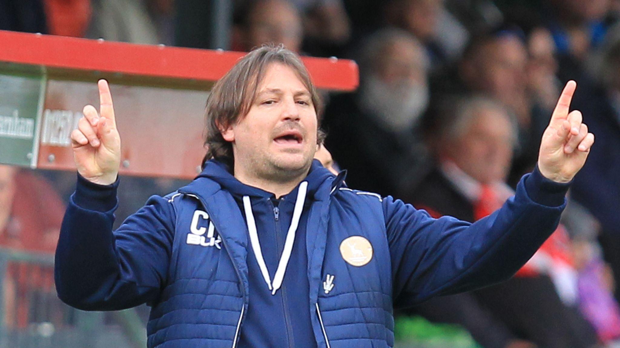 Craig Harrison signals on the touchline during his spell as manager of Hartlepool