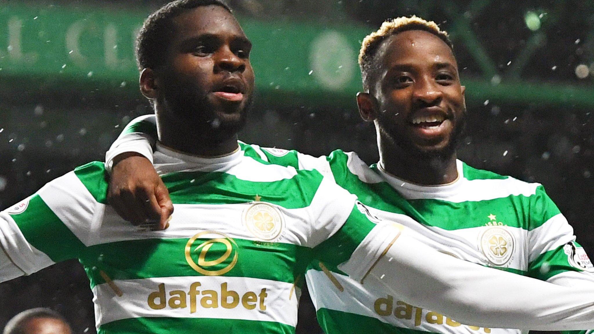 Odsonne Edouard and Moussa Dembele celebrate the former's opening goal