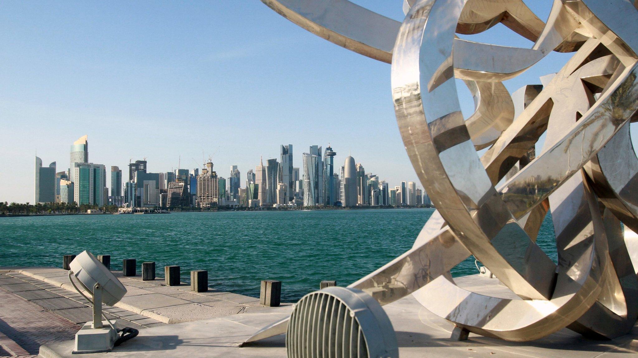 Buildings are seen from across the water in Doha, Qatar (5 June 2017)